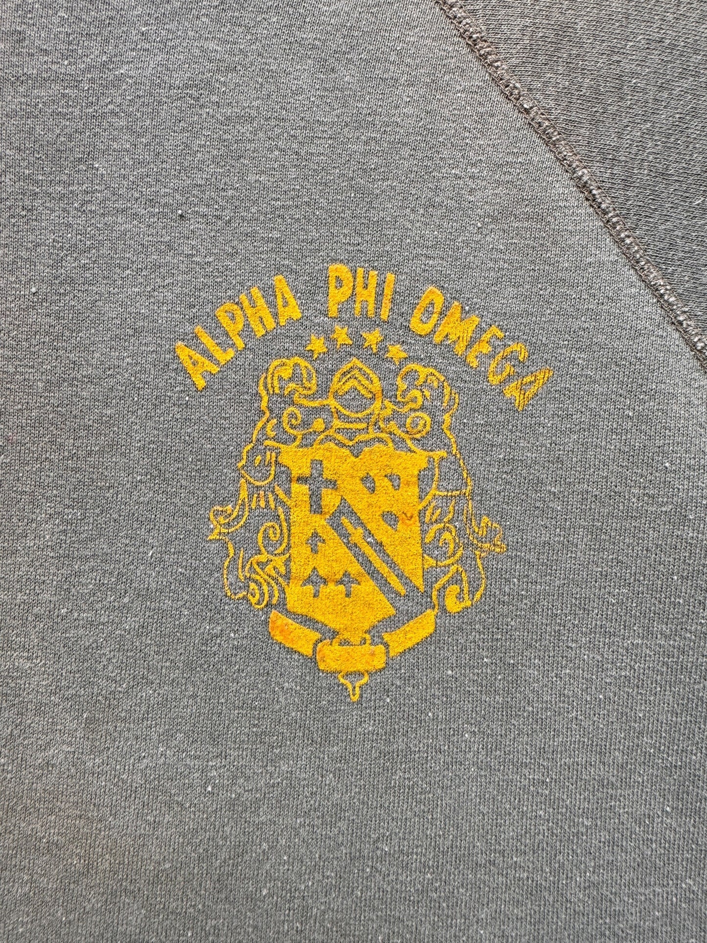 front graphic of Vintage Faded Alphi Phi Omega Shortie Crewneck SZ M