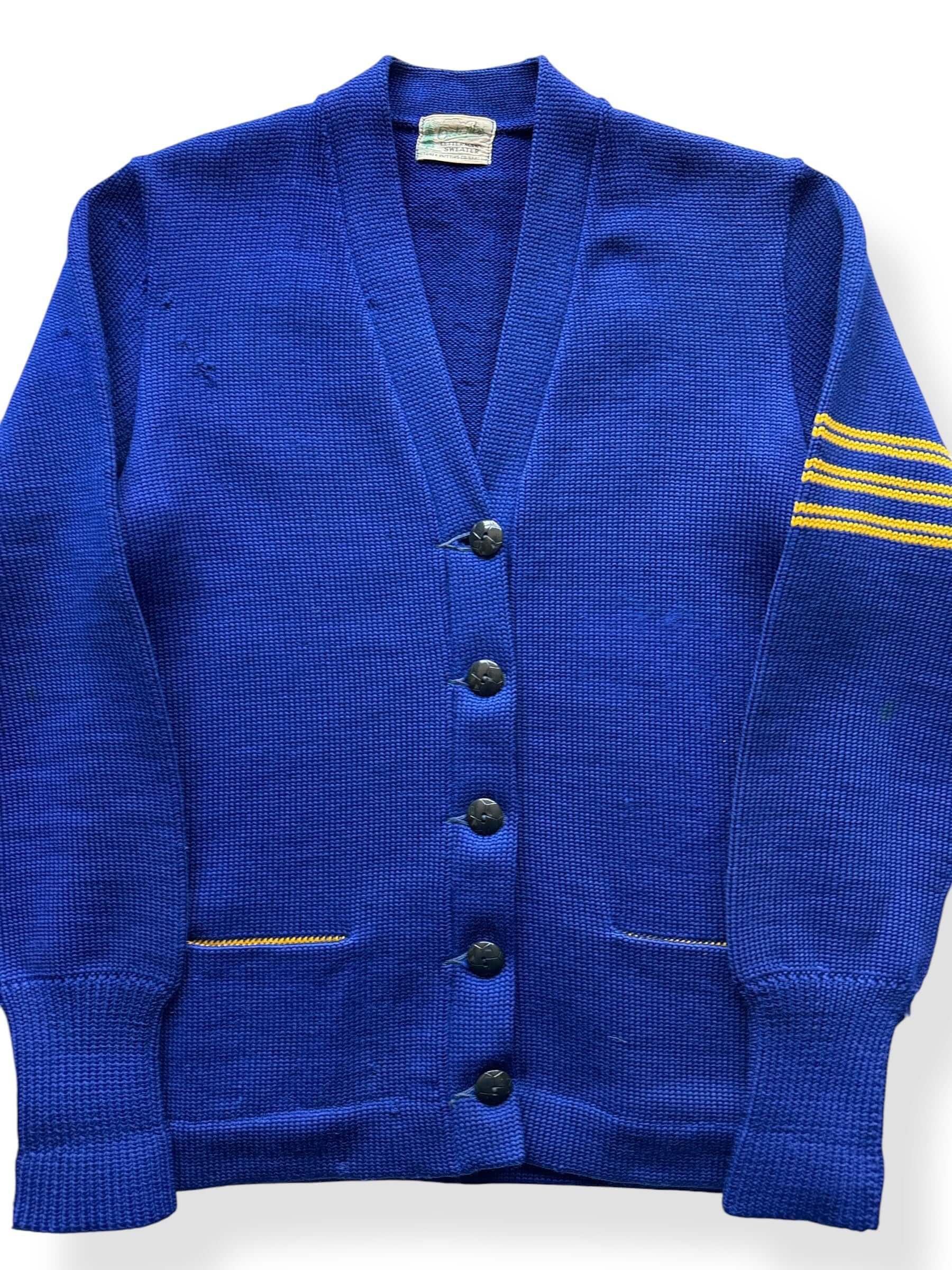 Front Close Up of 1940s Era Octonek Varsity Sweater SZ M