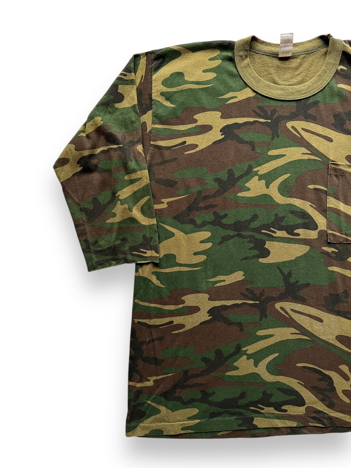 front right of Vintage Camo 3/4 Sleeve Shirt XL