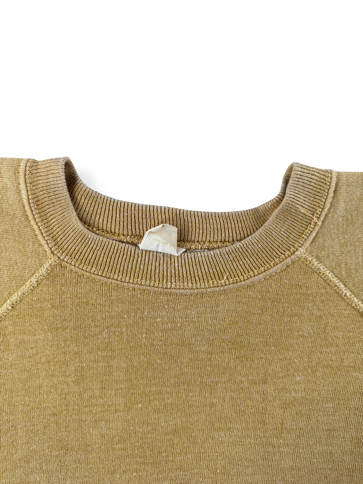 neck of Vintage 1960s Penneys Towncraft Gold Sweatshirt SZ L