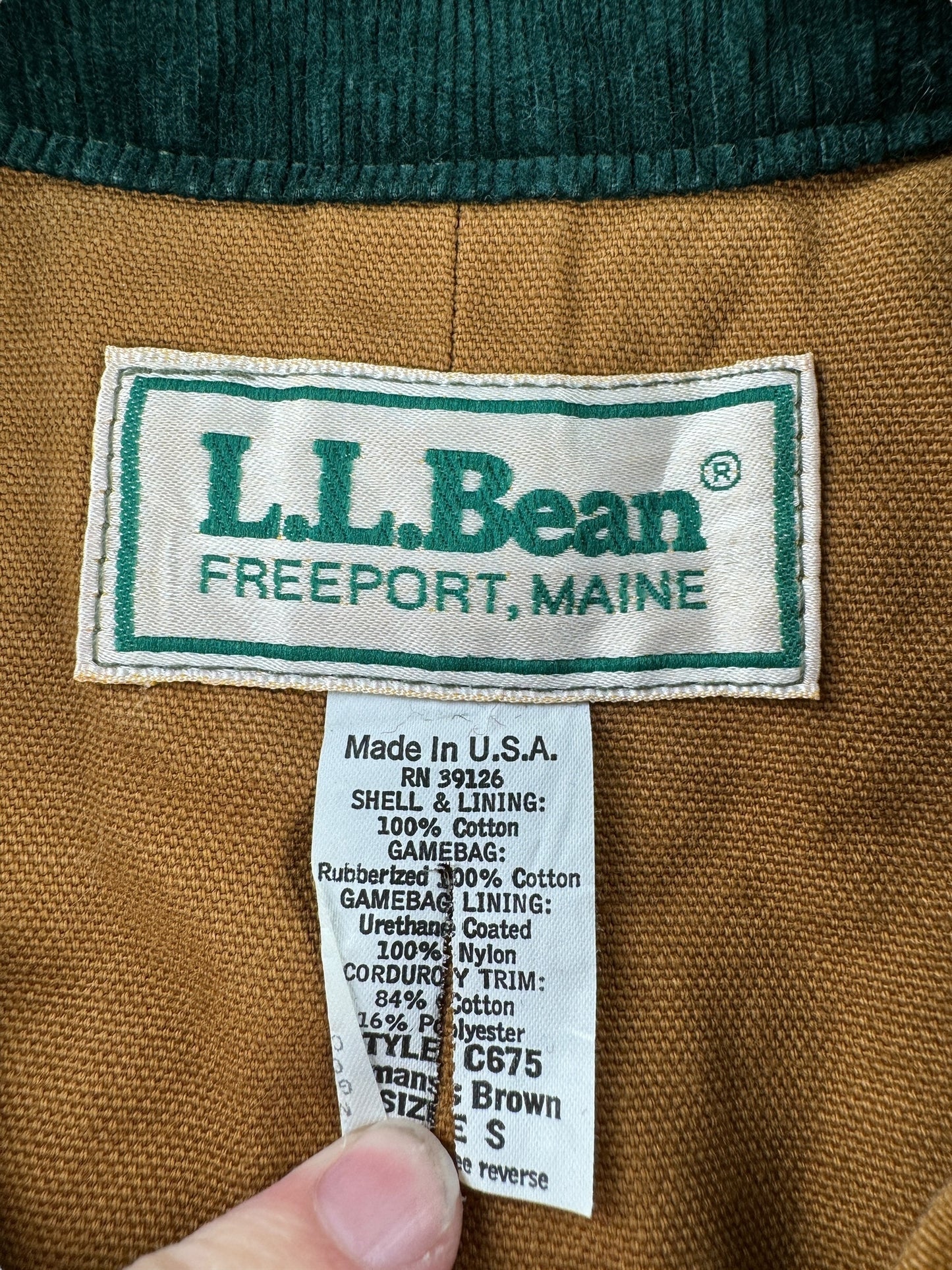 Tag on Vintage LL Bean Barn Coat SZ S