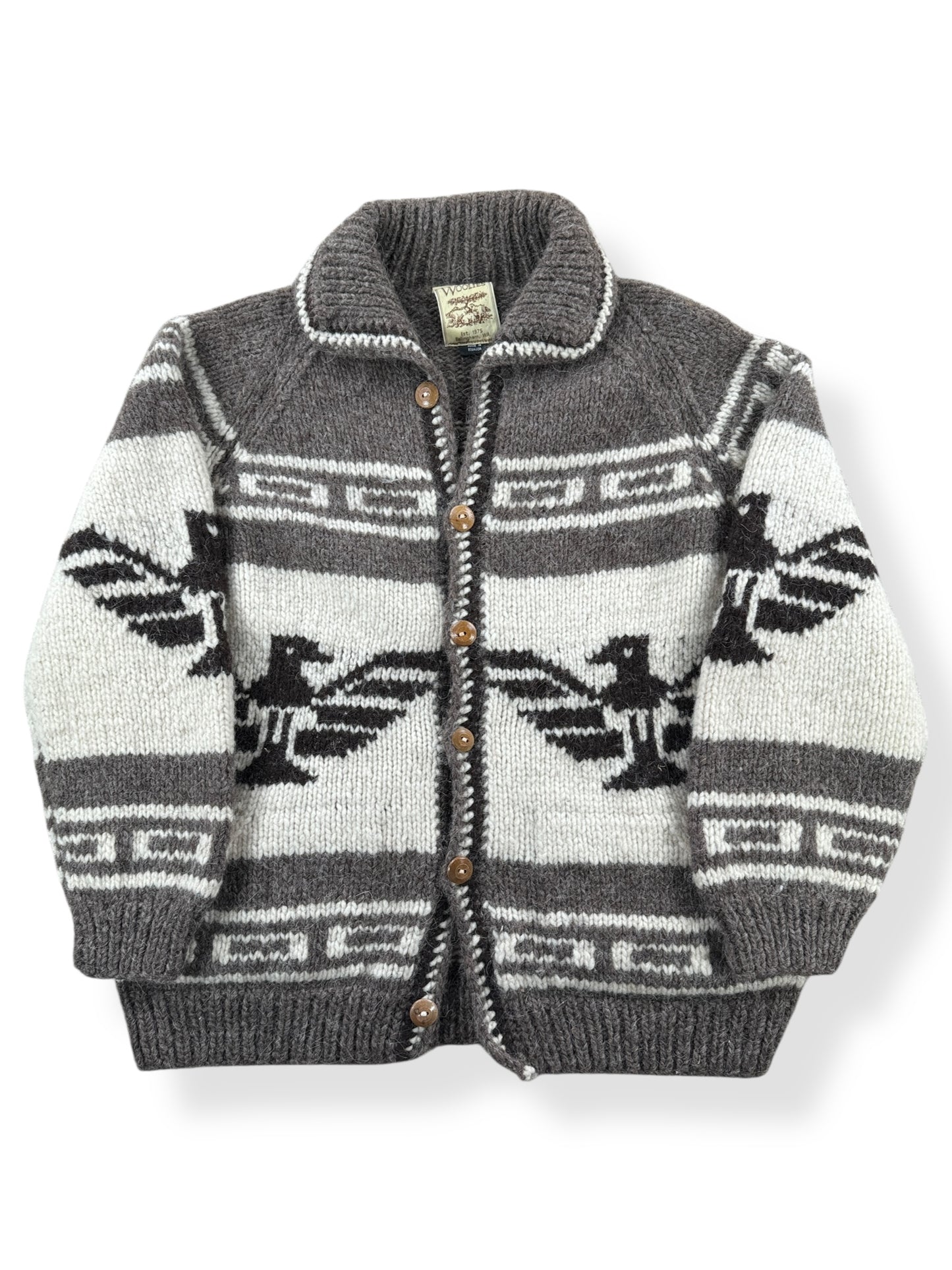Front of Vintage Woolies Thunderbird Cardigan SZ M