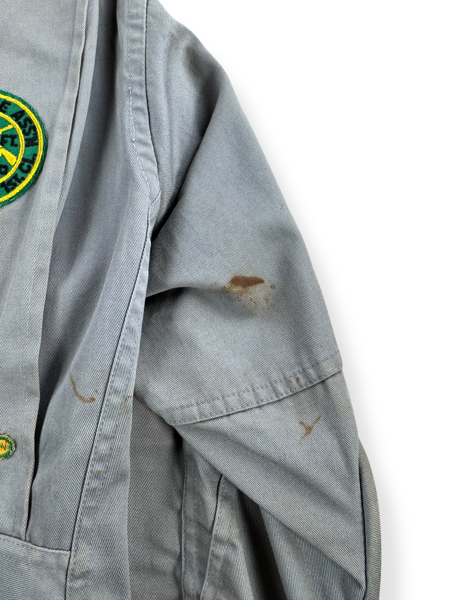Staining on Vintage 10-X Shooting Jacket w/ Patches SZ L (Fits S)