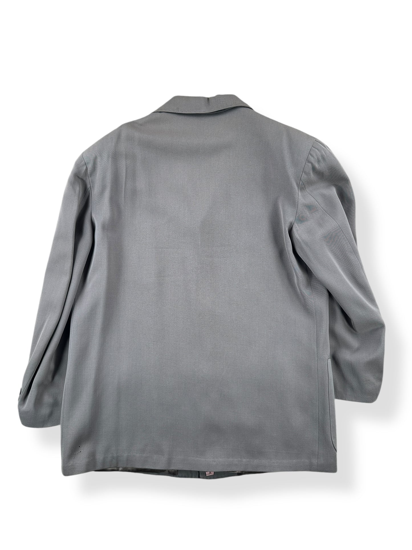 Back of Vintage Grey Gabardine Jacket with Contrast Stitching SZ L