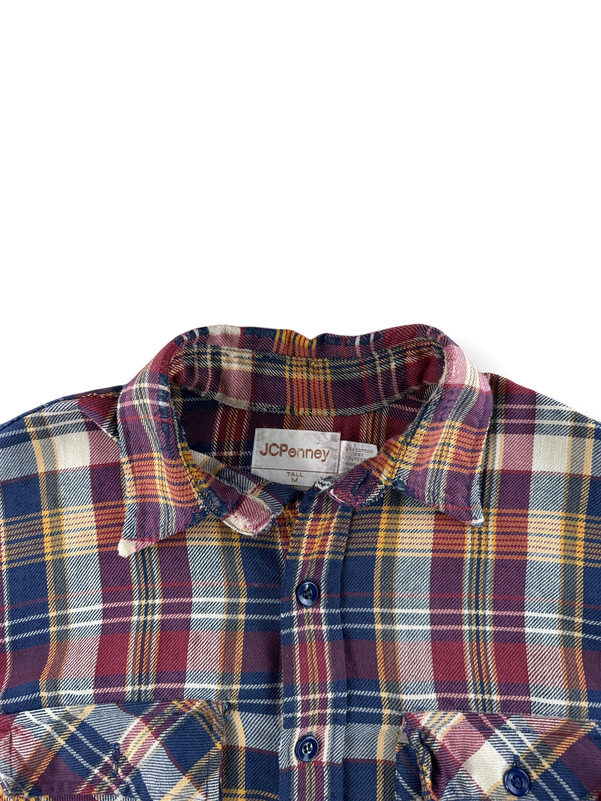 Collar on Vintage Thrashed 80's JC Penney Flannel SZ M