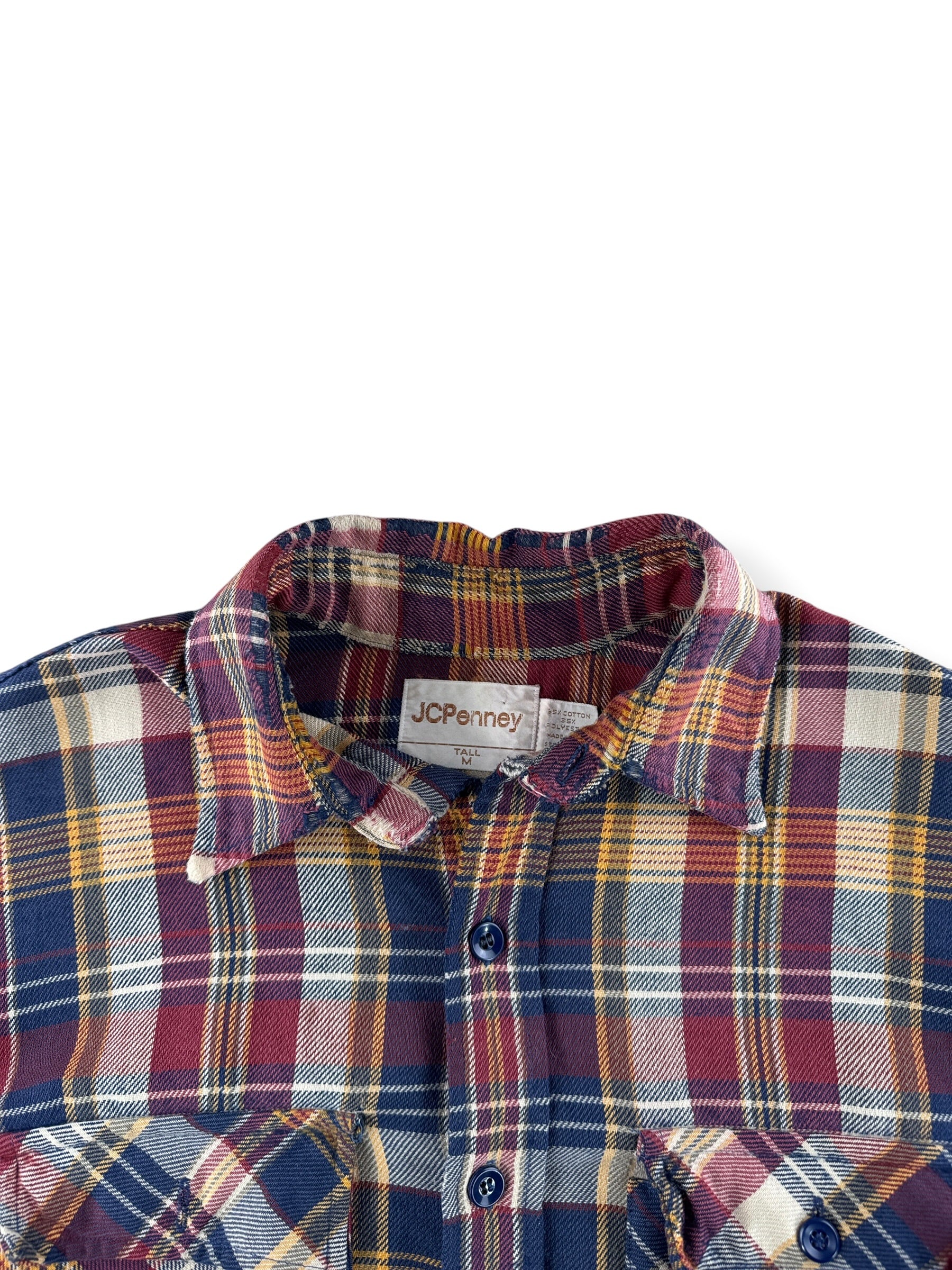 Collar on Vintage Thrashed 80's JC Penney Flannel SZ M