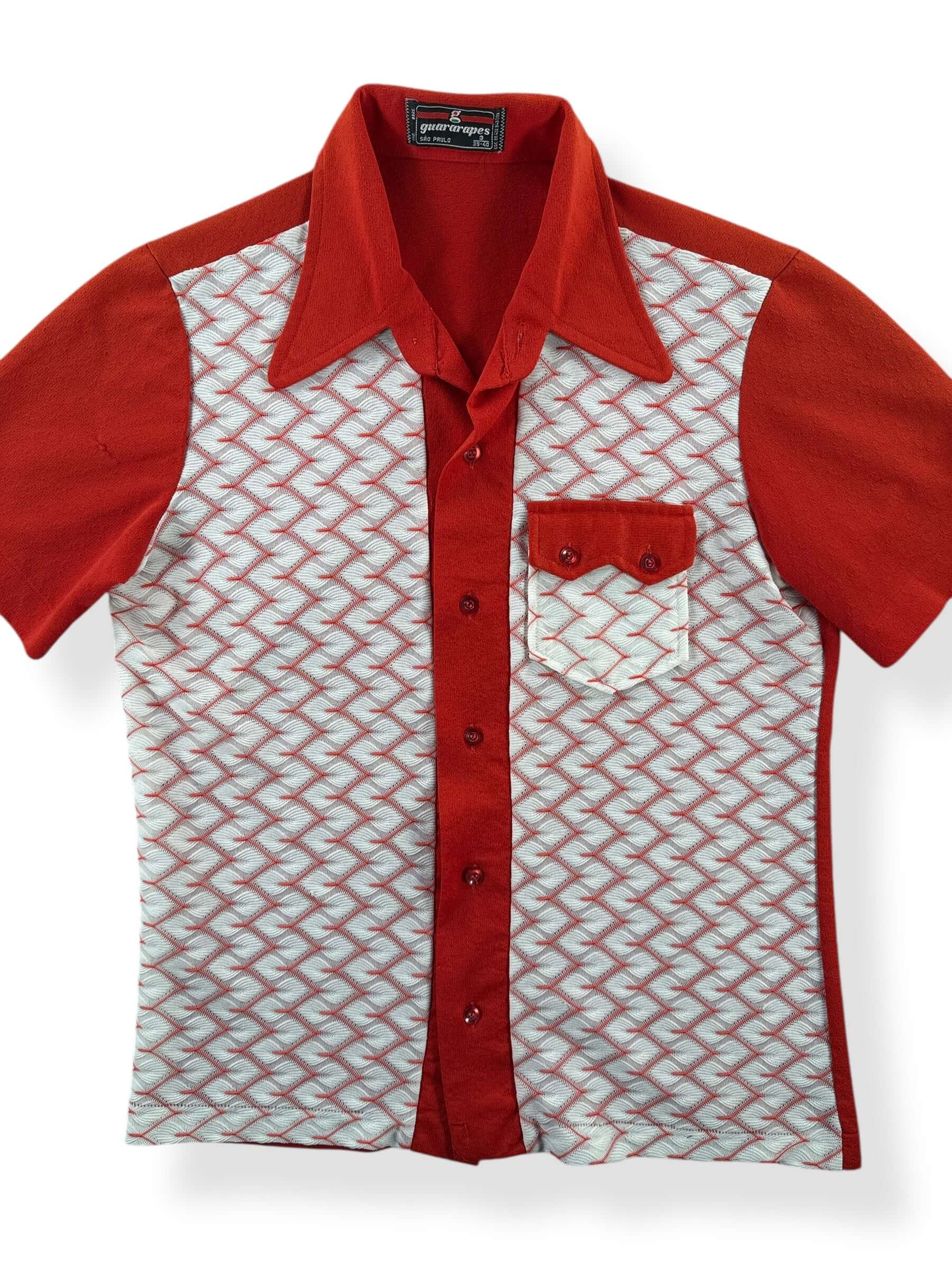 Front Close Up of Vintage Guararapes São Paulo Short Sleeve Shirt SZ S