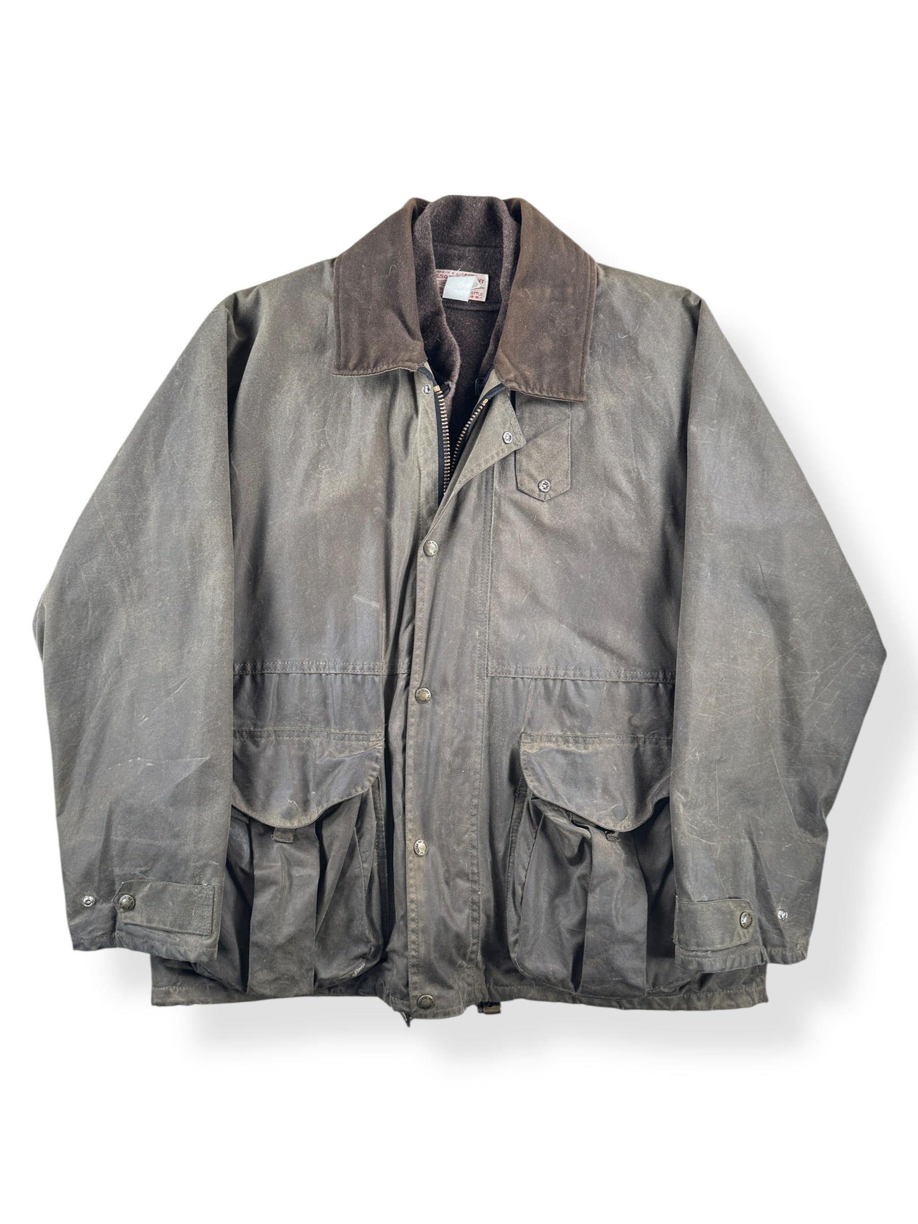 Front of Filson Waxed Tin Cloth Field Jacket With Liner SZ L