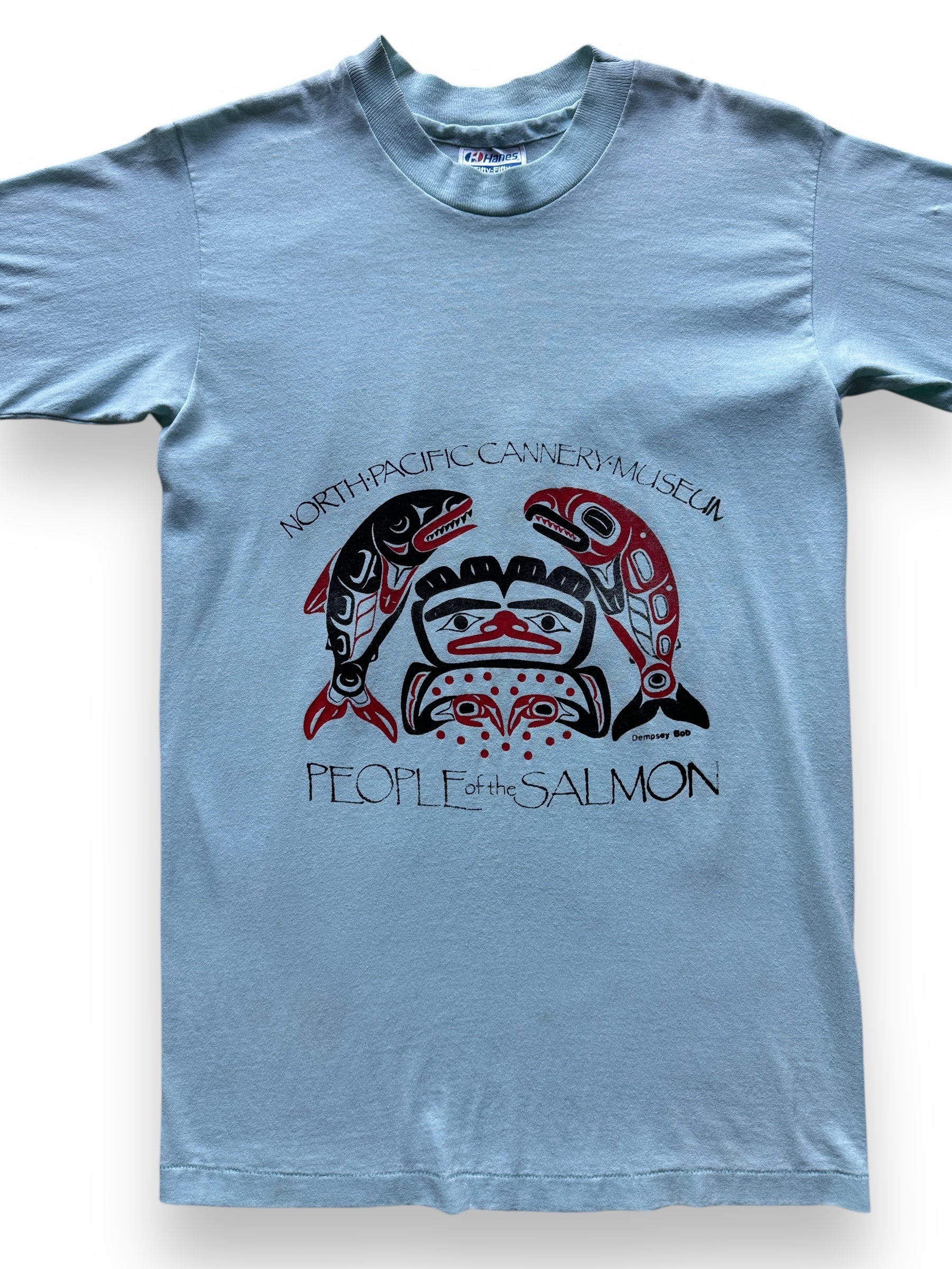 front close up of Vintage People of the Salmon Tee SZ XS