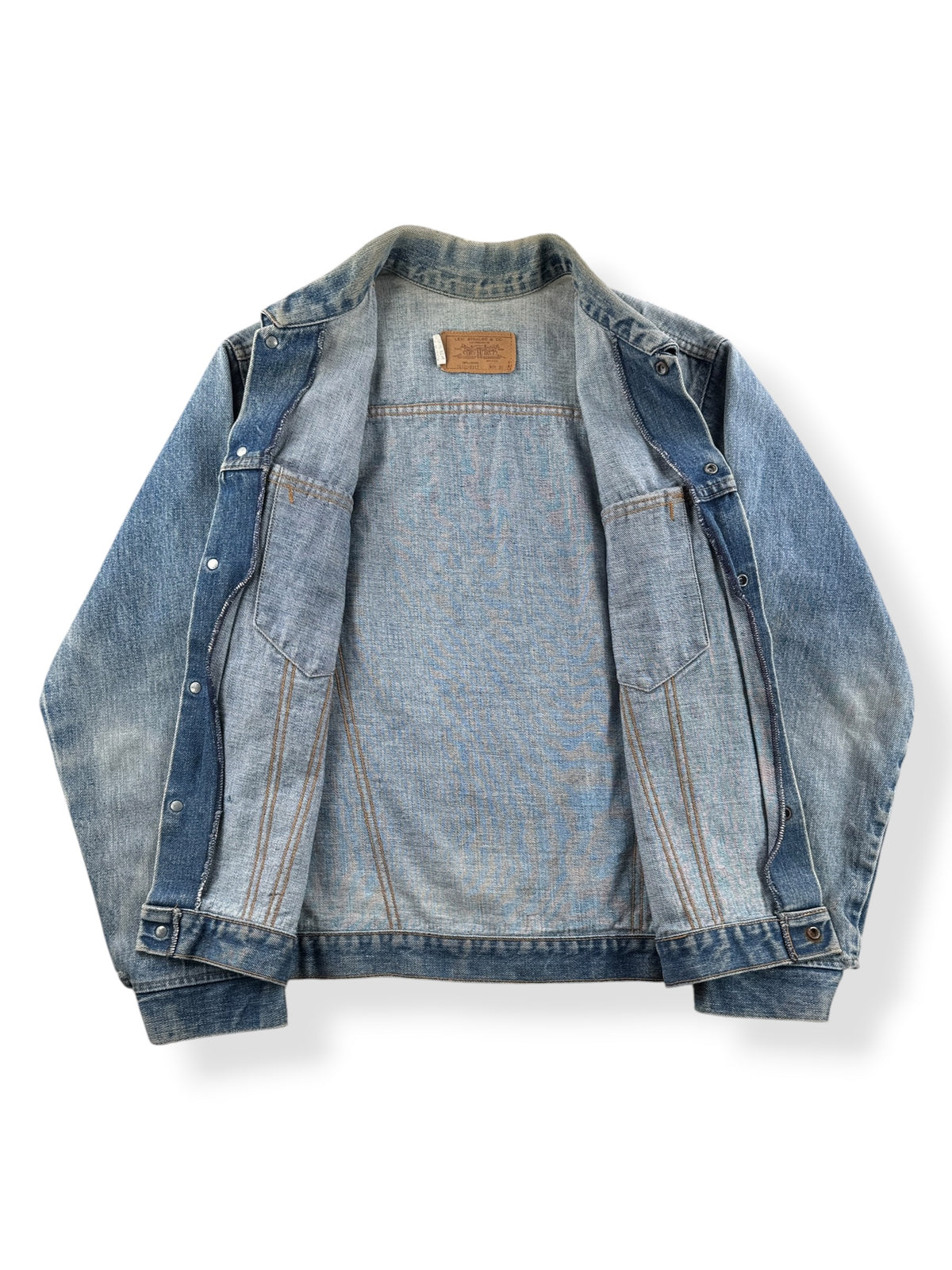 Inside of Vintage 70’s Orange Tab Levi’s Denim Jacket SZ S