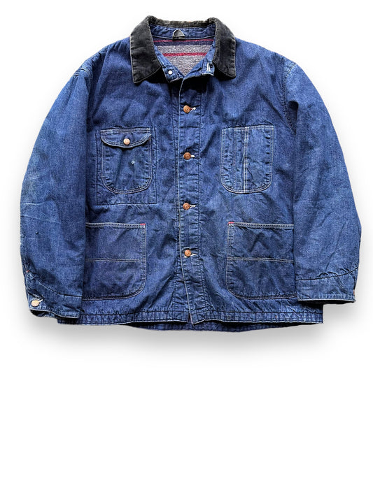 Front View of Vintage Blue Bell Blanket Lined Denim Chore Coat SZ 46 | Seattle Vintage Workwear | Barn Owl Vintage Seattle