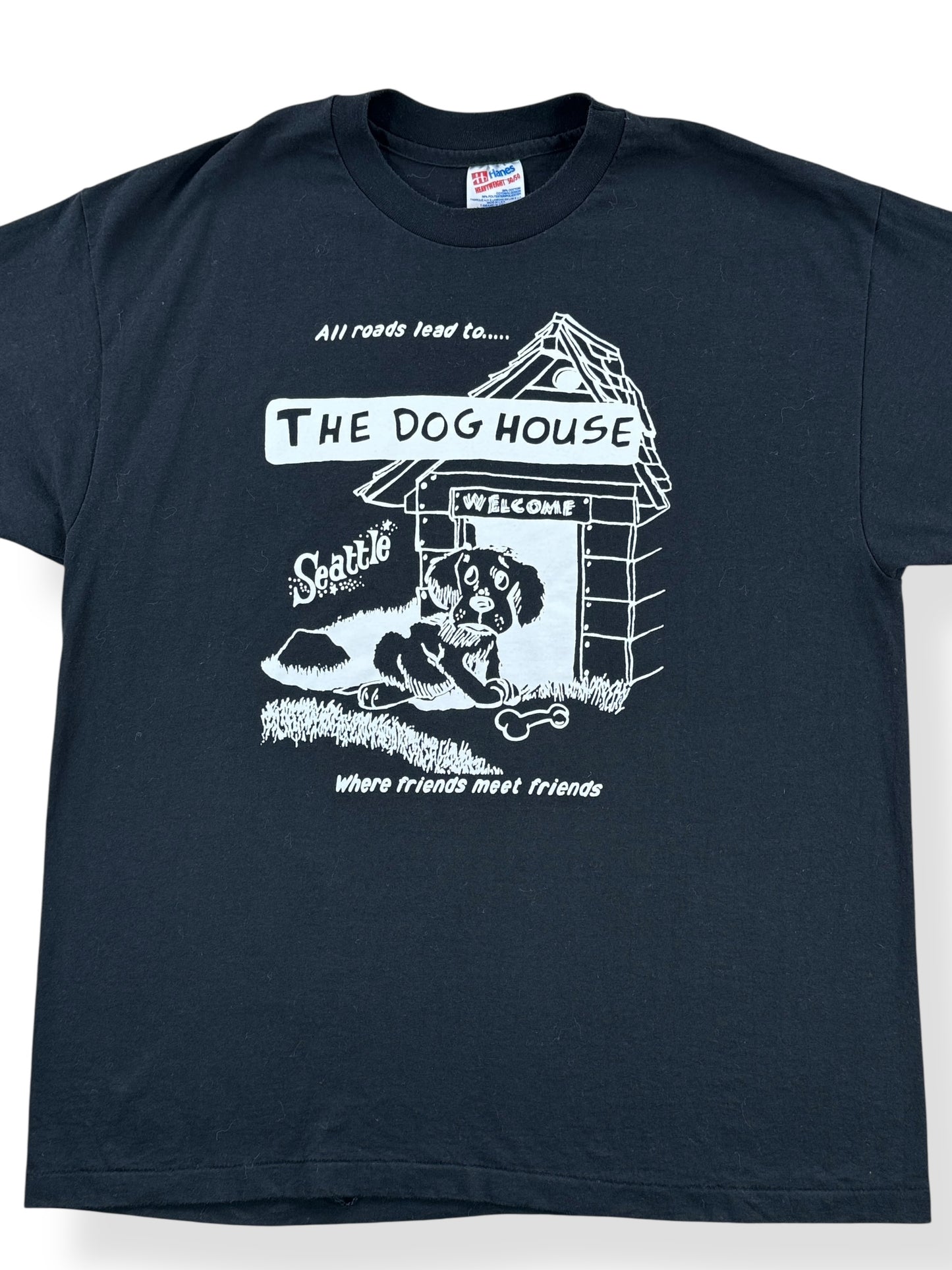 Front Close Up of Vintage The Dog House Seattle Tee SZ L