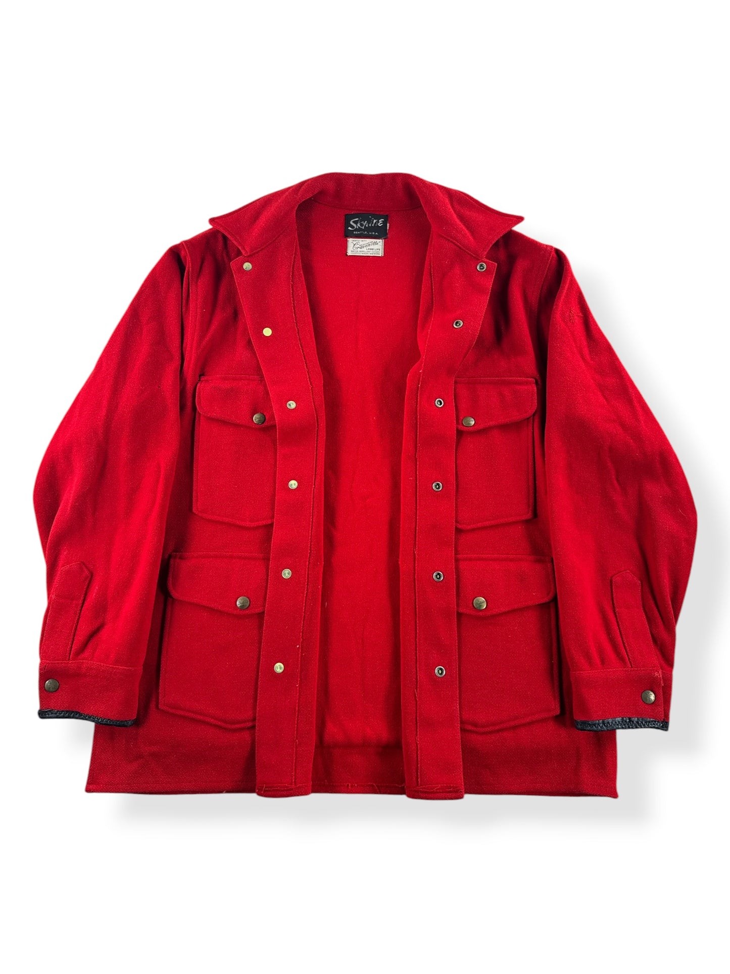 Inside of Vintage Red Wool Skyline Cruiser Jacket SZ L