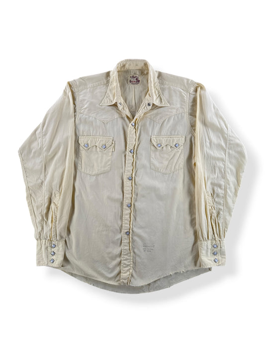 Front of Vintage E&W The Plains Yellow Pearlsnap SZ M