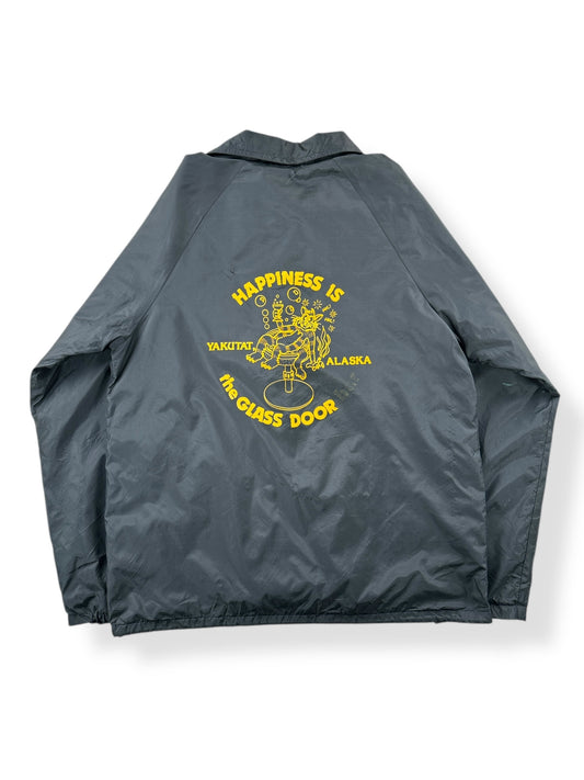 Back of Vintage Glass Door Bar Yakutat Alaska Coaches Jacket SZ M