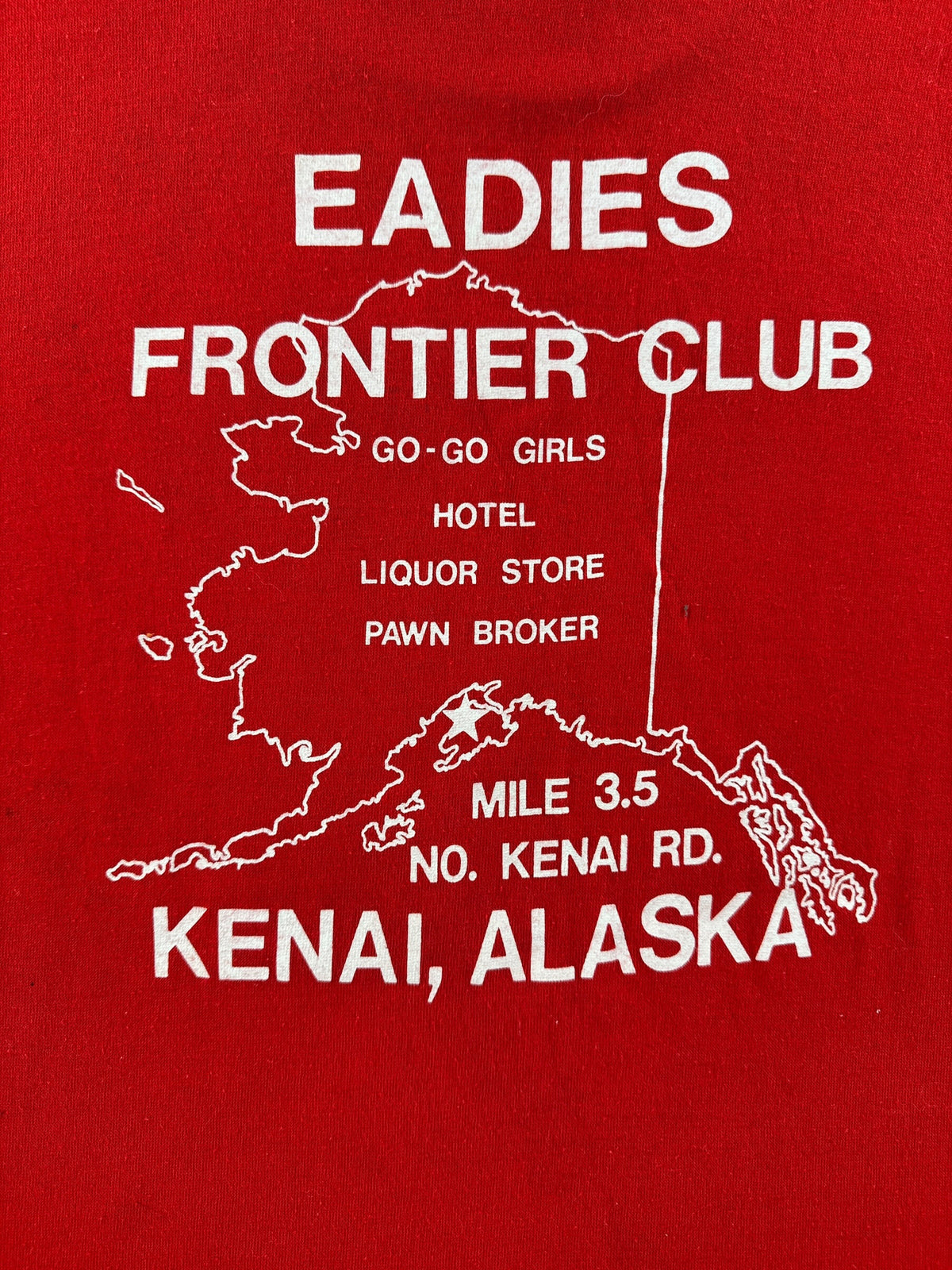 Back graphic on Vintage Alaska Brothel Tee SZ XL (Fits L)