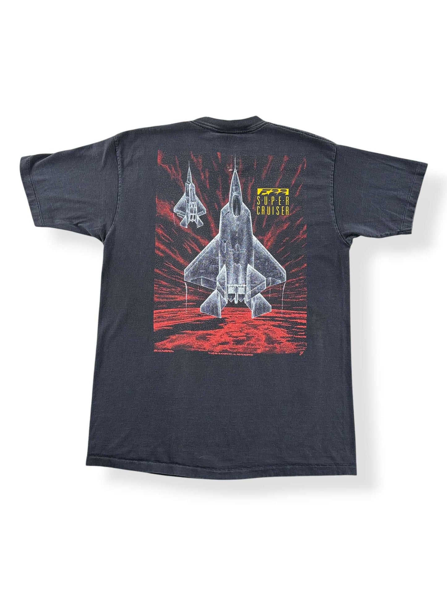 Back of Vintage F-22 Fighter Jet Tee SZ L