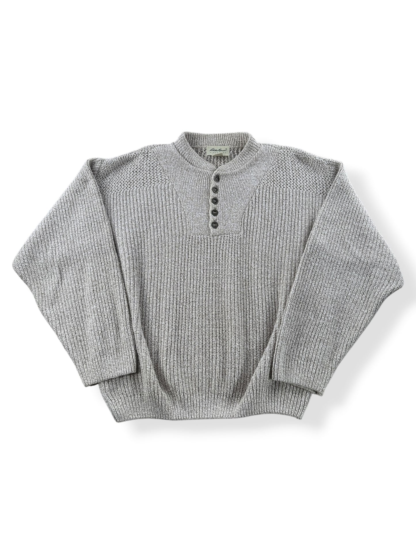 Front of Vintage Eddie Bauer Henley Style Sweater SZ S (Fits XL)