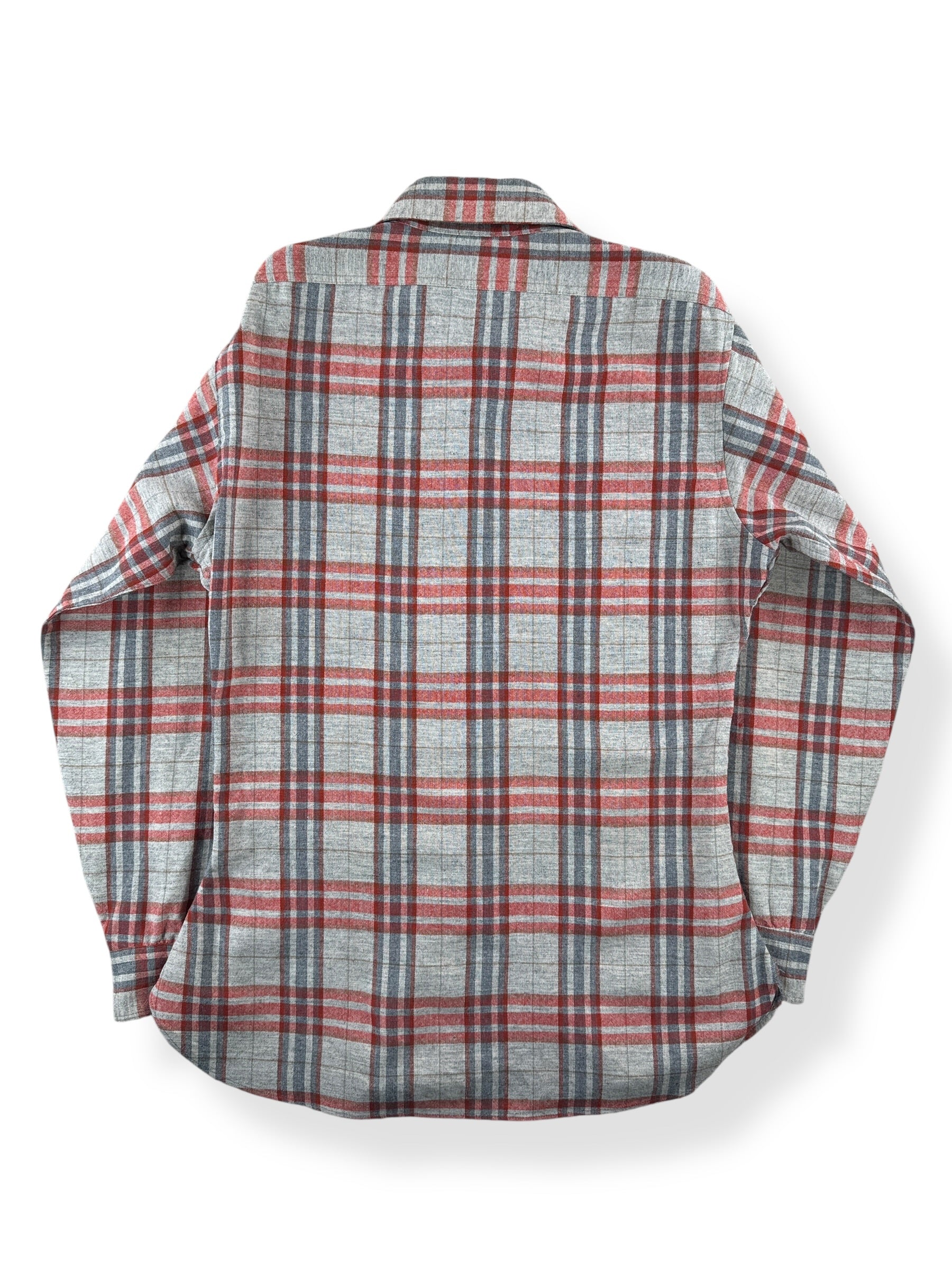 Back of Vintage Pendleton Brick Red and Grey Flannel SZ L