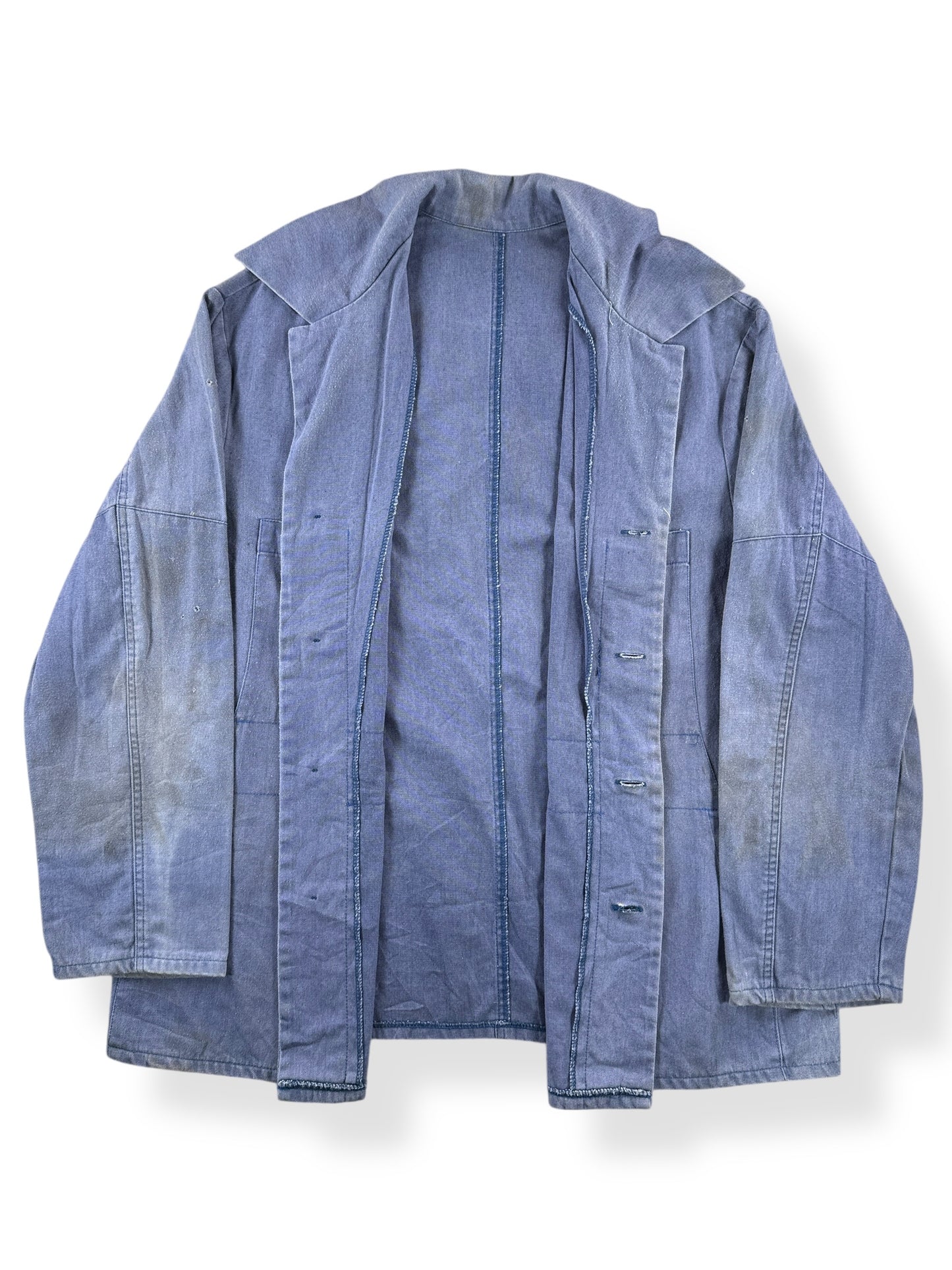 Inside of Vintage French Chore Coat W/ Neat Pockets SZ XL