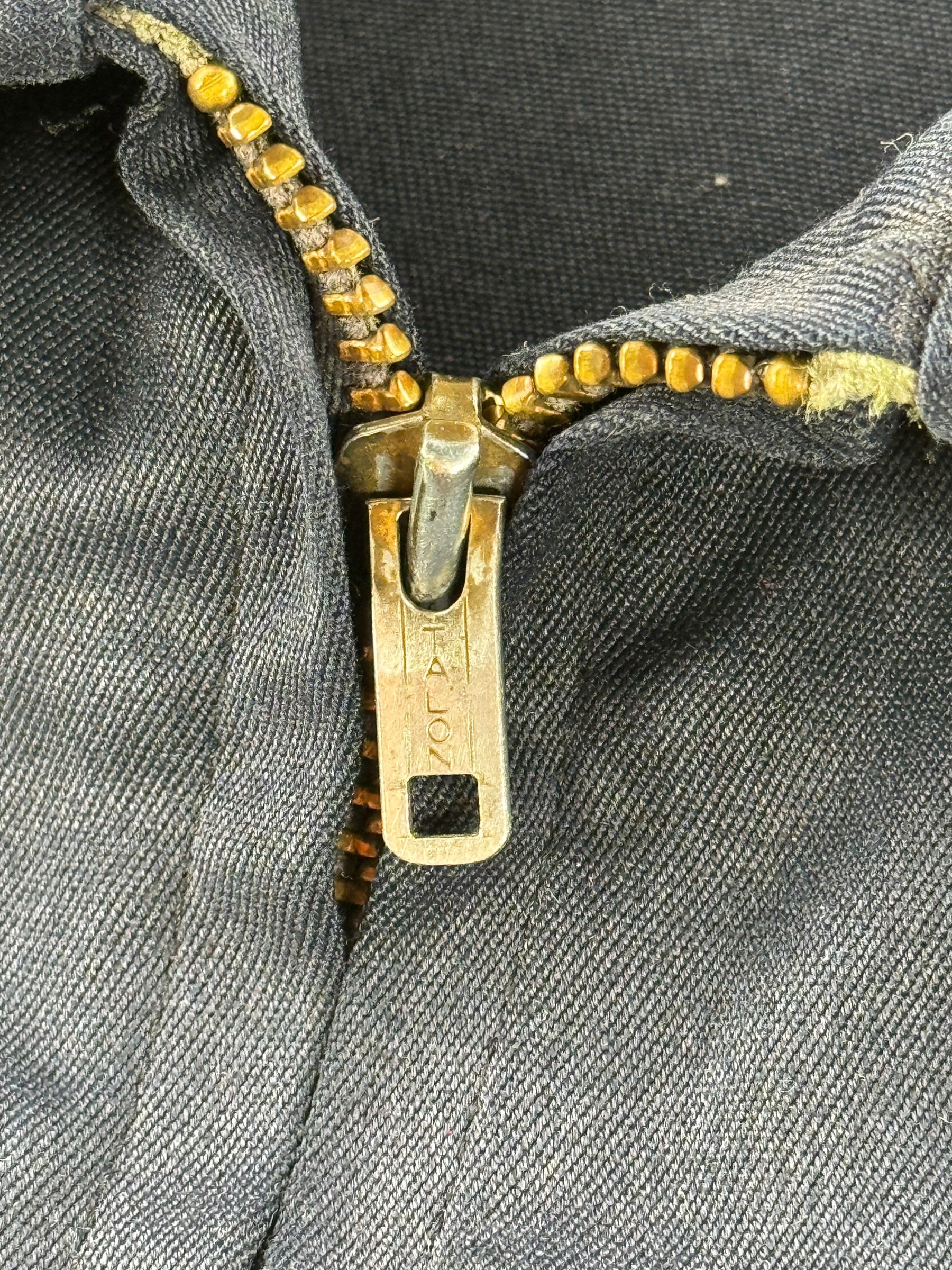 Talon zipper on Vintage Mr. 2 Ply Rayon Gas Station Jacket SZ XL