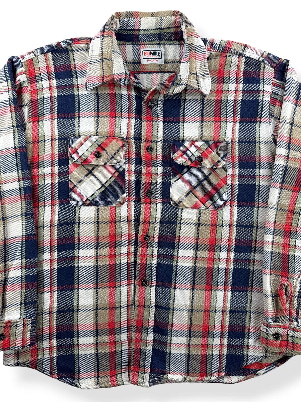 Close-up of Vintage 1970s/80s Big Mike Cotton Woven Flannel SZ XL