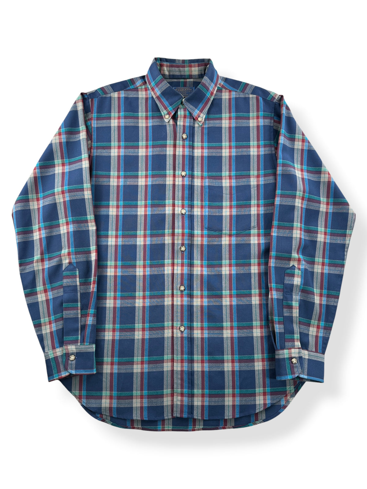 Front of Vintage Sir Pendleton Blue Plaid Button Down SZ M