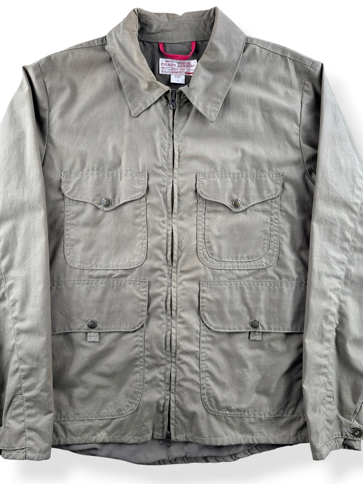 Close-up of Filson 2nd Style 10450 Cover Cloth Bomber Jacket SZ S