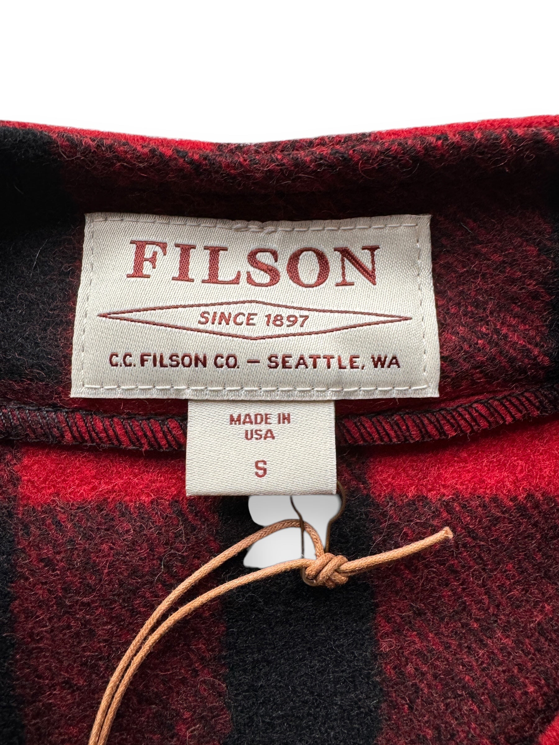 Tag on NWT Filson Mackinaw Black and Red Vest SZ S