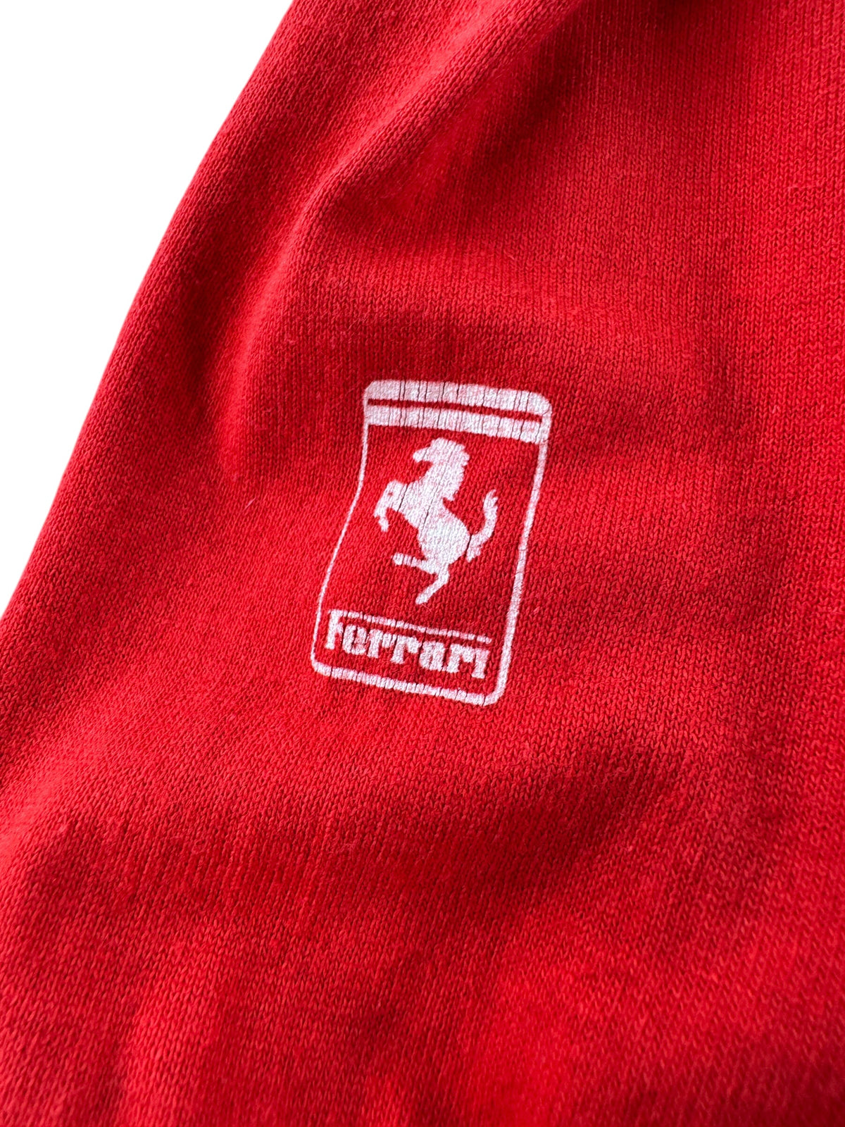 Ferrari logo on sleeve of Vintage 80s Era Ferrari Polo SZ M (Fits S)
