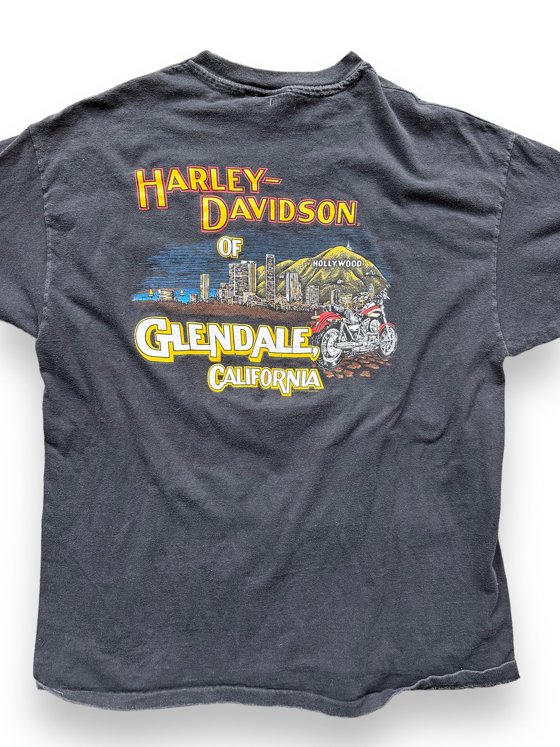 Rear Detail on Vintage Harley Davidson of Glendale Harley Tee SZ XL | Vintage Harley Tee Seattle | Barn Owl Vintage Seattle