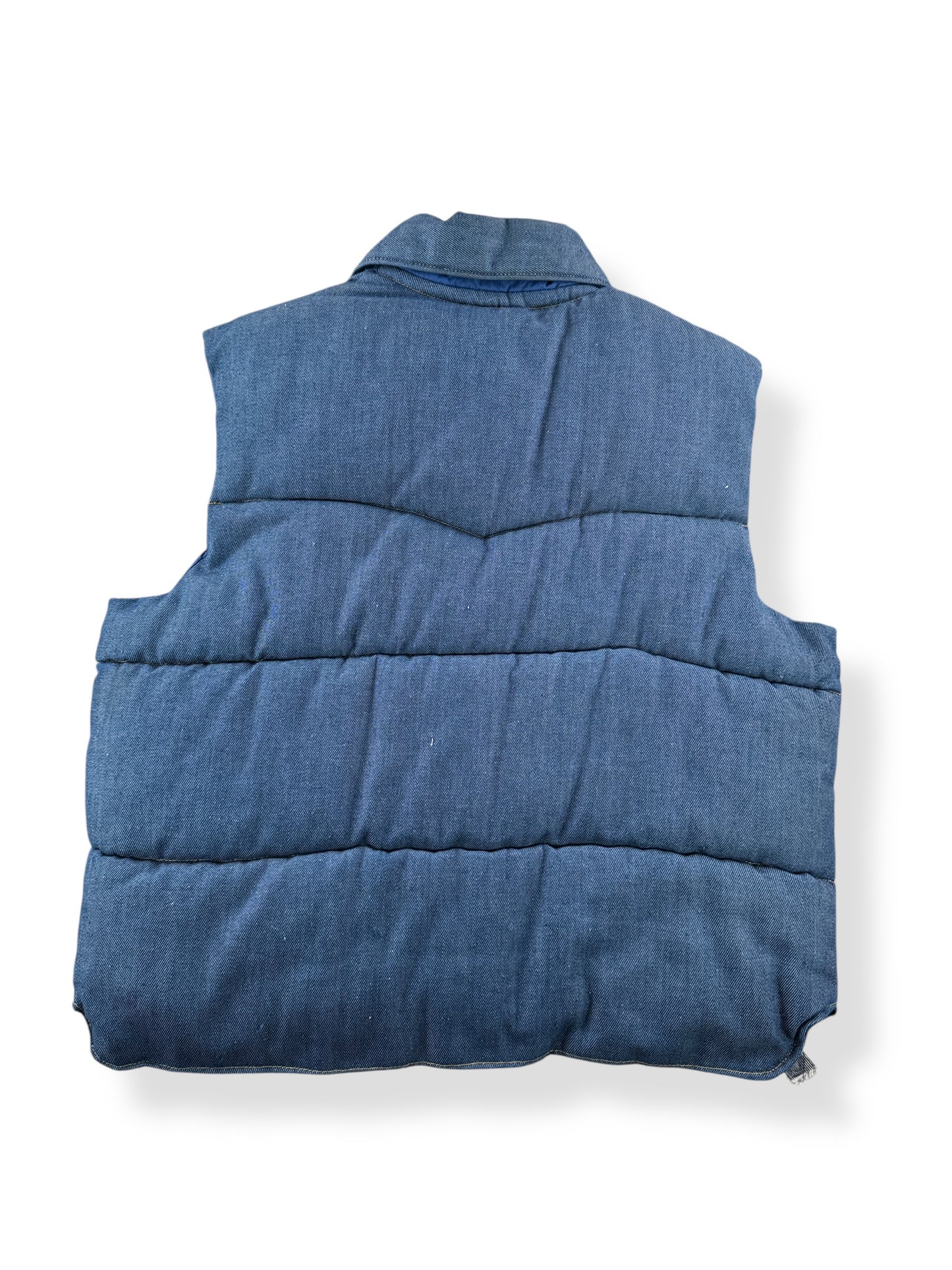 Back of Vintage Denim Puffer Vest SZ L