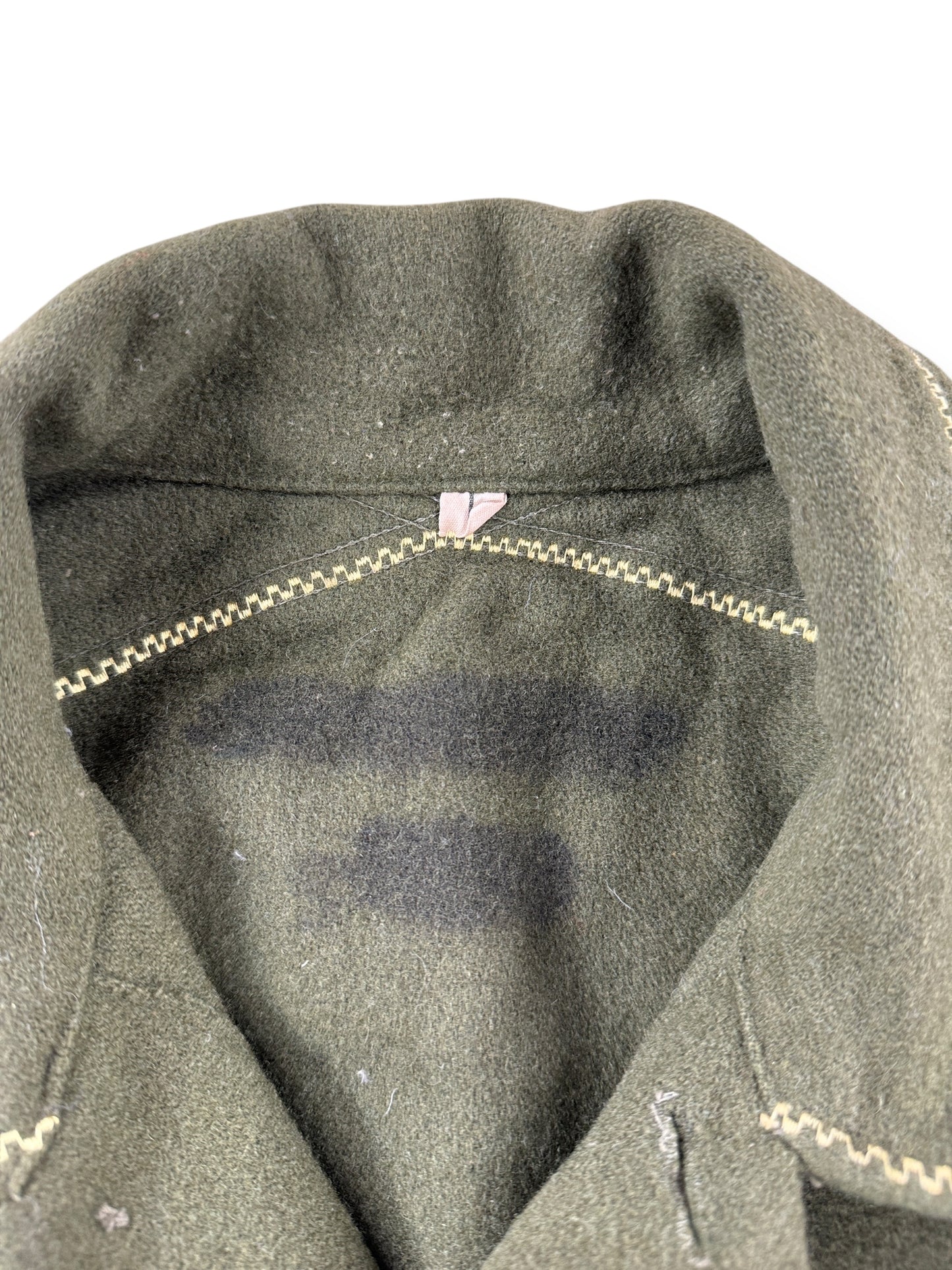 Sharpied Out Name on Vintage Customized Korean War Wool Top SZ L