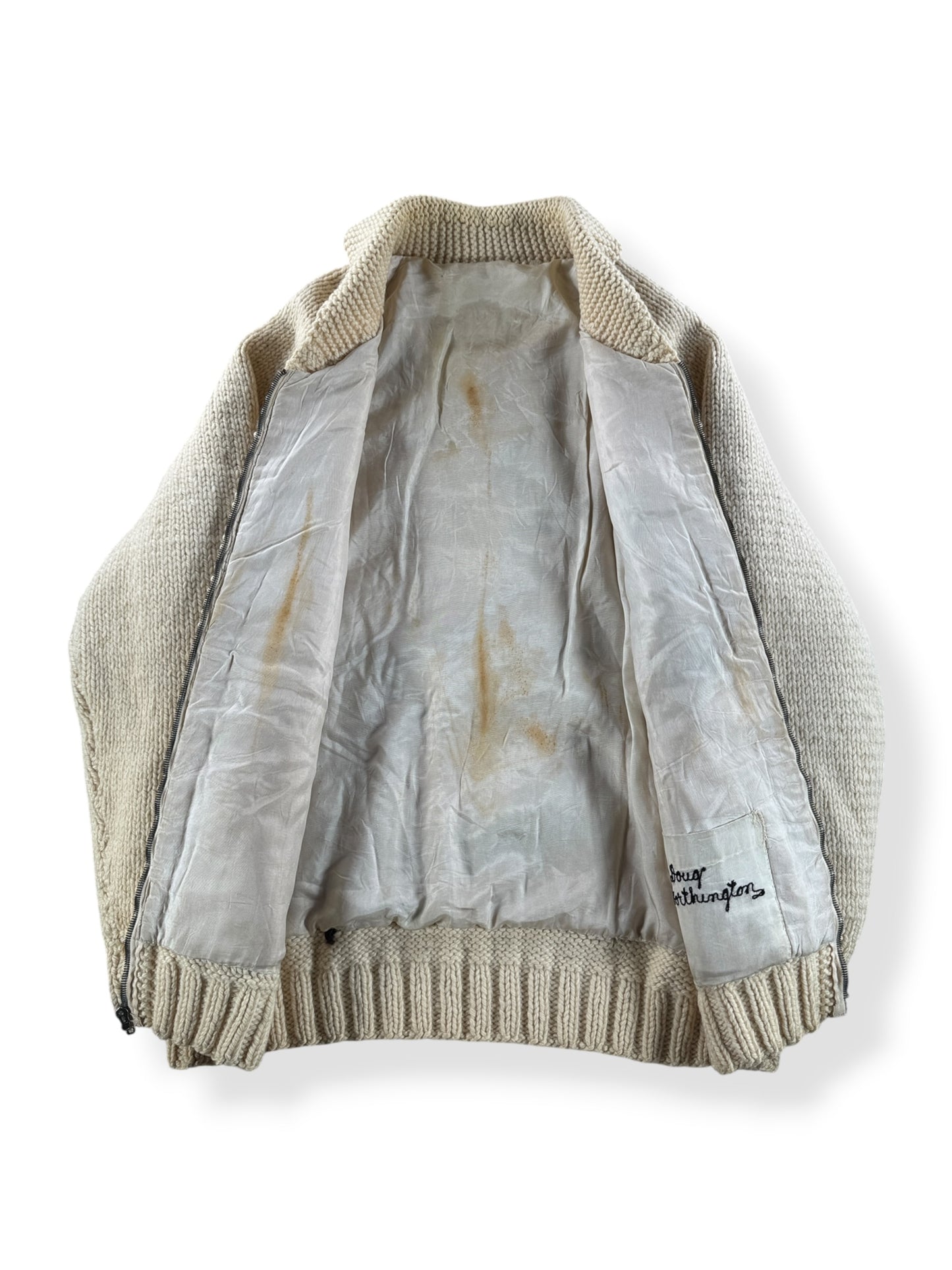 Inside of Vintage Deer Cowichan Style Sweater SZ L