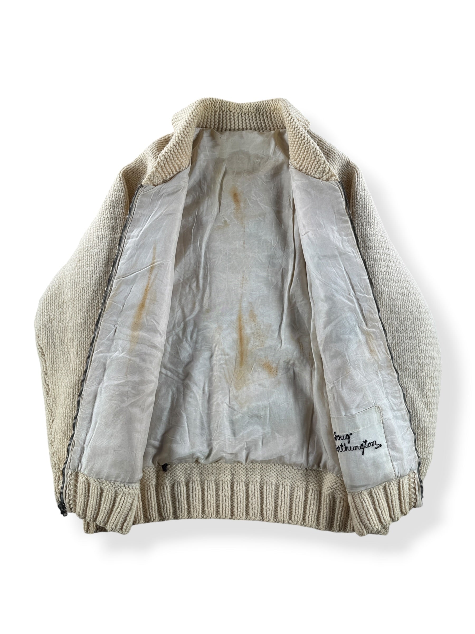 Inside of Vintage Deer Cowichan Style Sweater SZ L