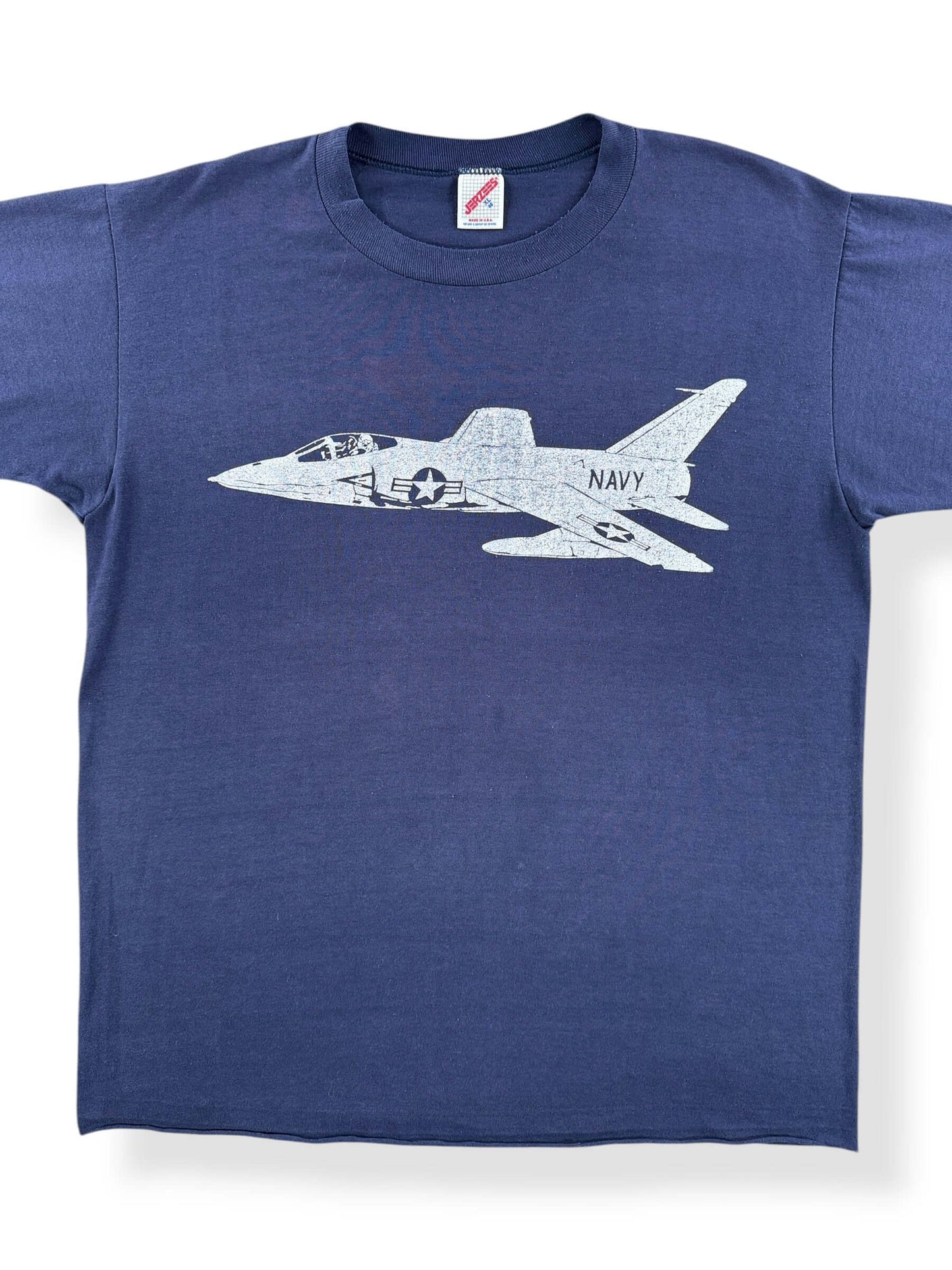 Front Close Up of Vintage Fighter Jet Top Gun Tee SZ XL (Fits L)