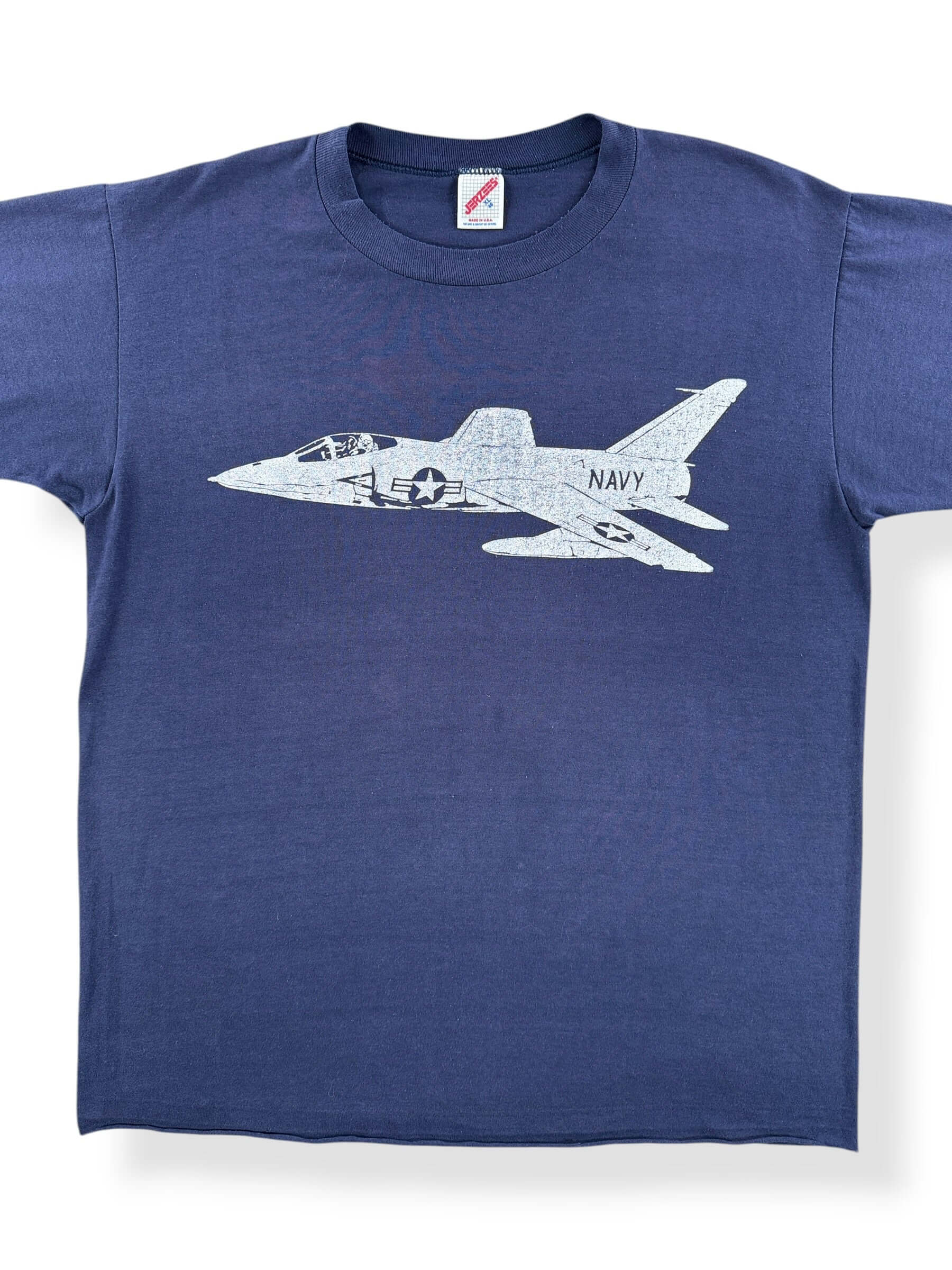Front Close Up of Vintage Fighter Jet Top Gun Tee SZ XL (Fits L)