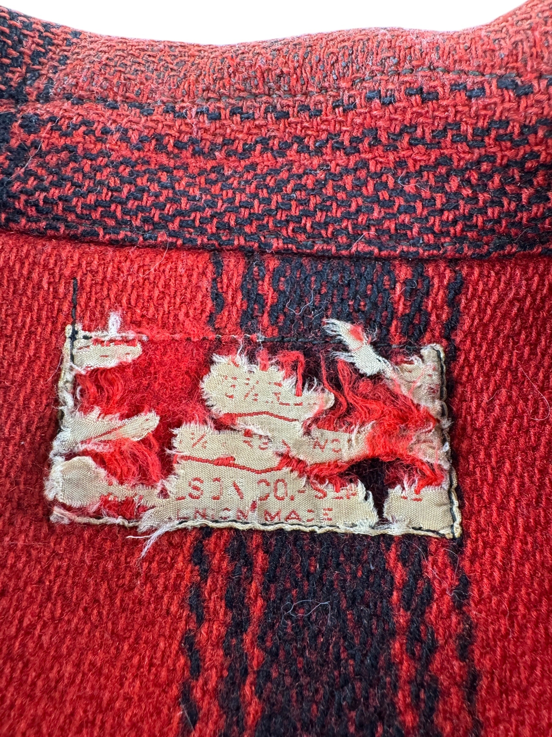Label on Vintage 50s Era Filson 75% Red Hunter Jacket SZ L