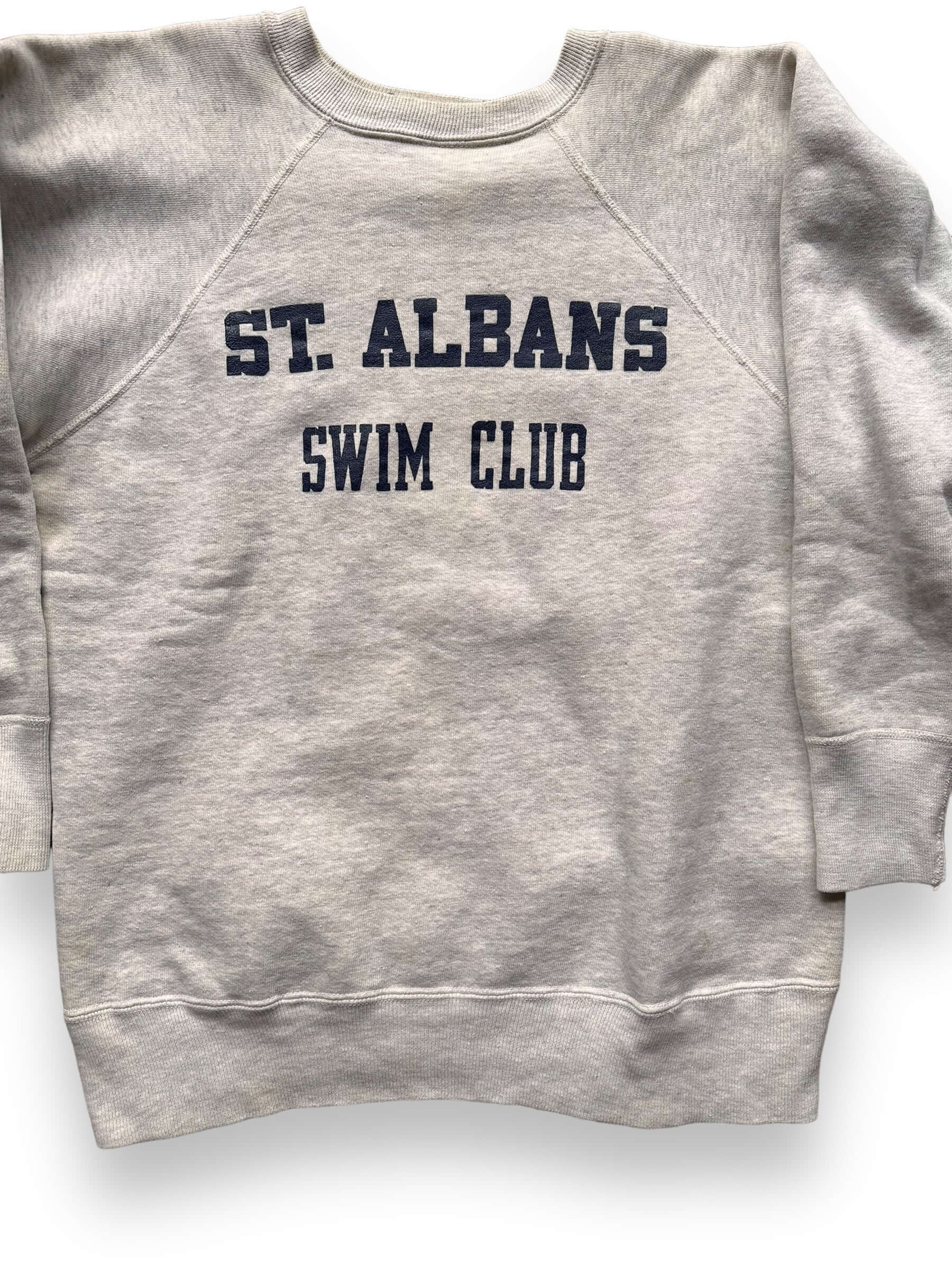 Front Detail on Vintage St Albans Swim Club Hanesport Crewneck SZ M | Vintage Sweatshirt Seattle