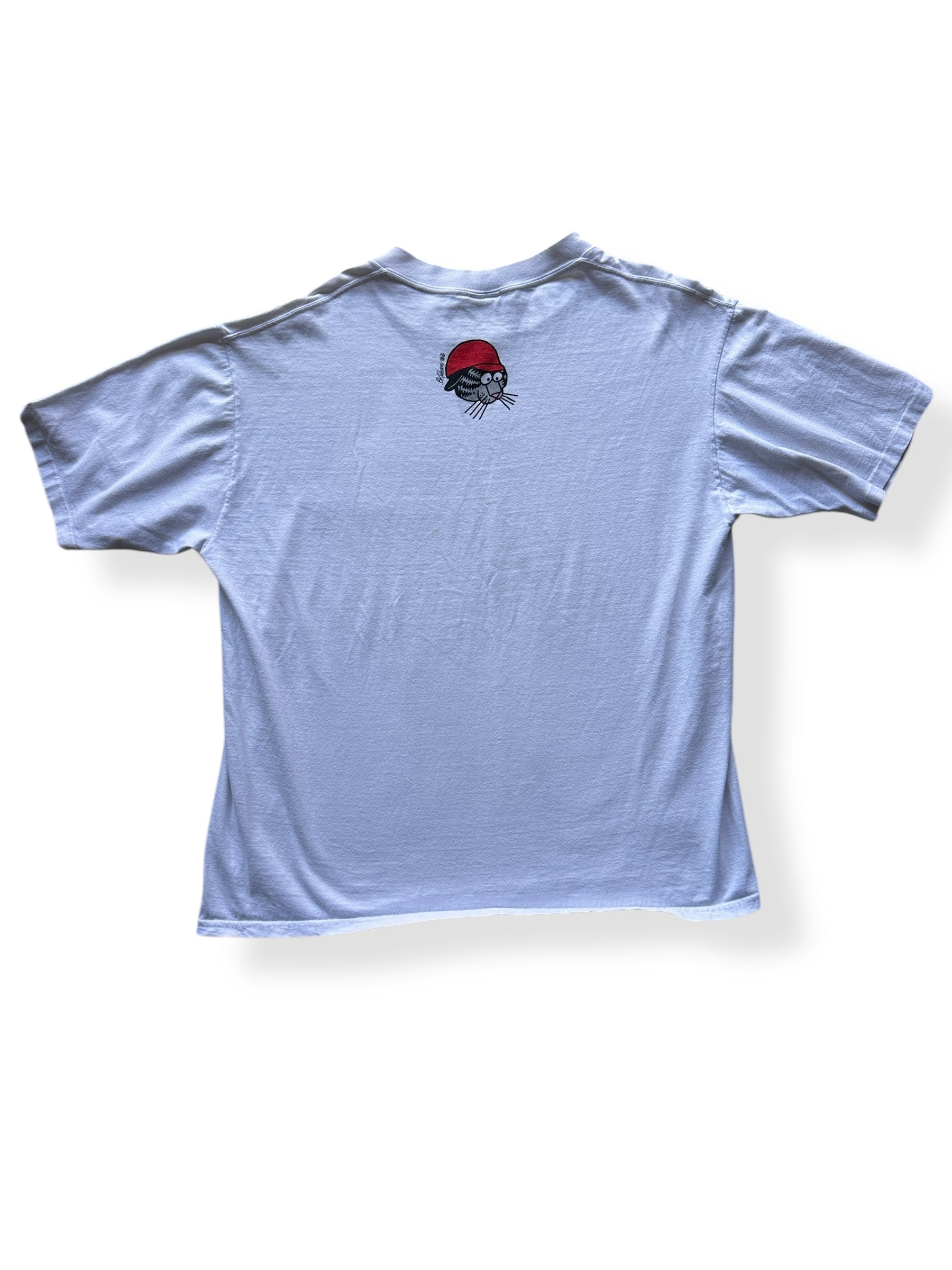 Back of Vintage Kilban Cat Crazy Shirt Polo Tee SZ L