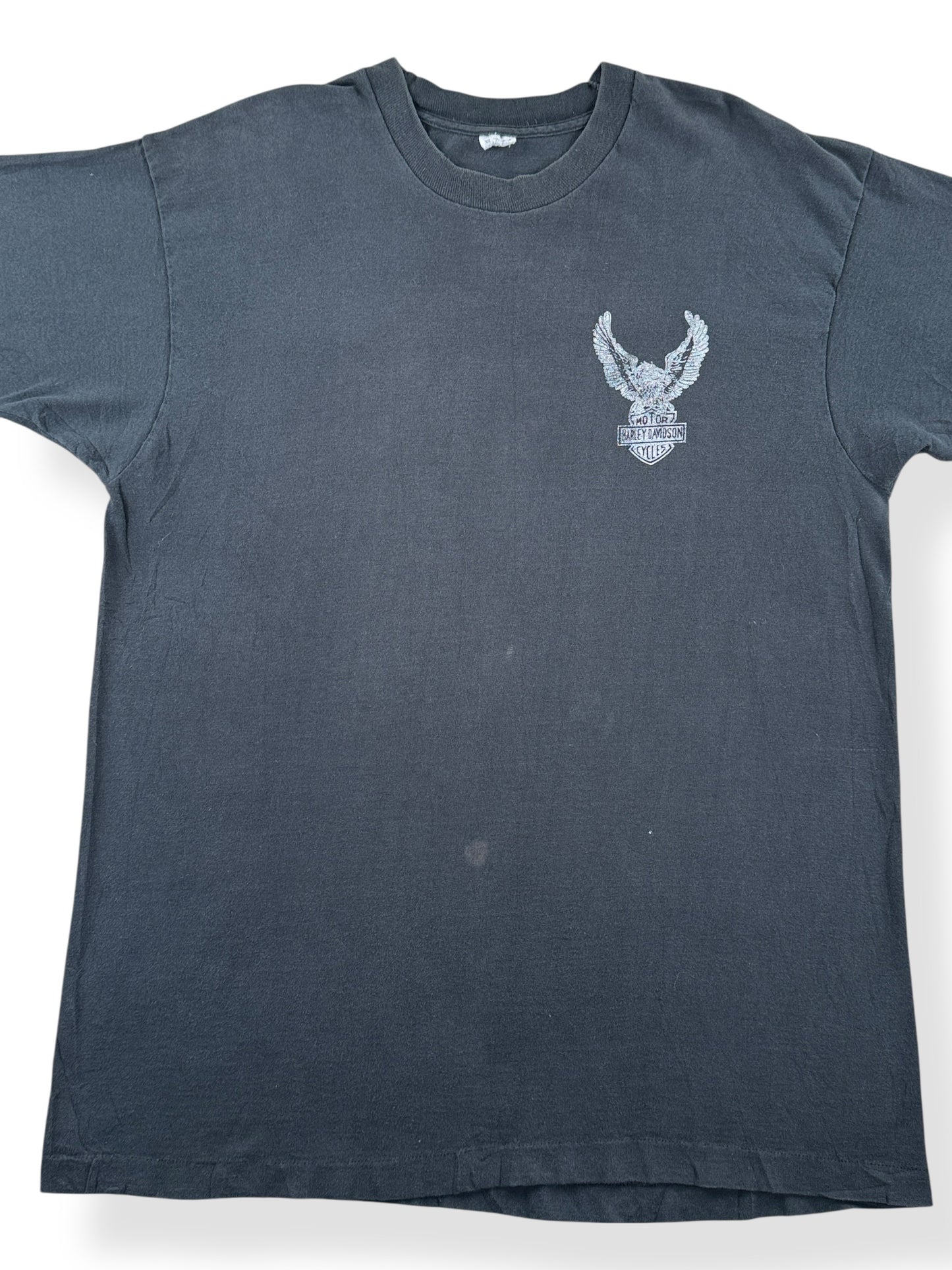 Front Close Up of Vintage Harley Davidson Eagle Has Landed Fader Tee SZ XL