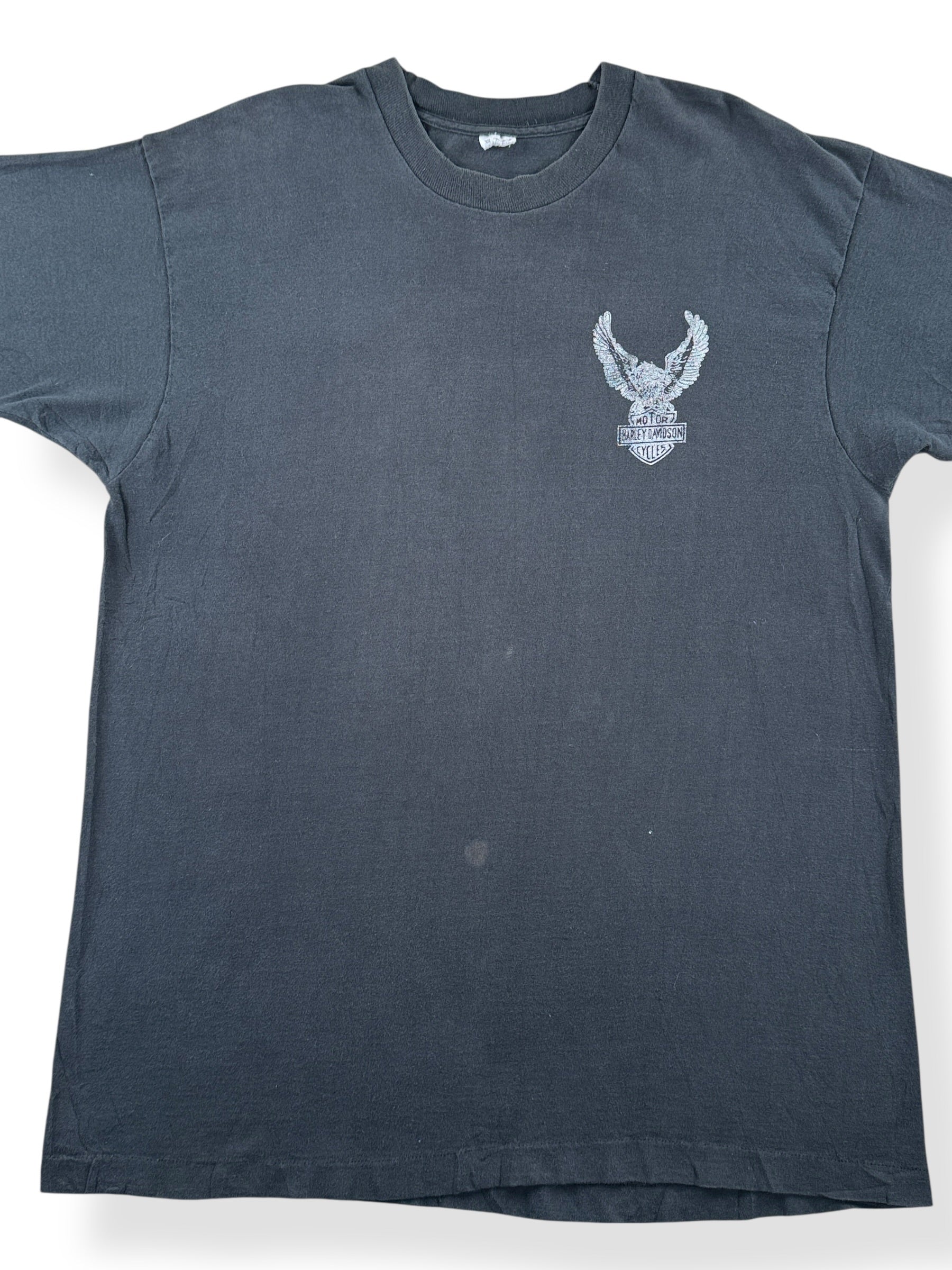 Front Close Up of Vintage Harley Davidson Eagle Has Landed Fader Tee SZ XL