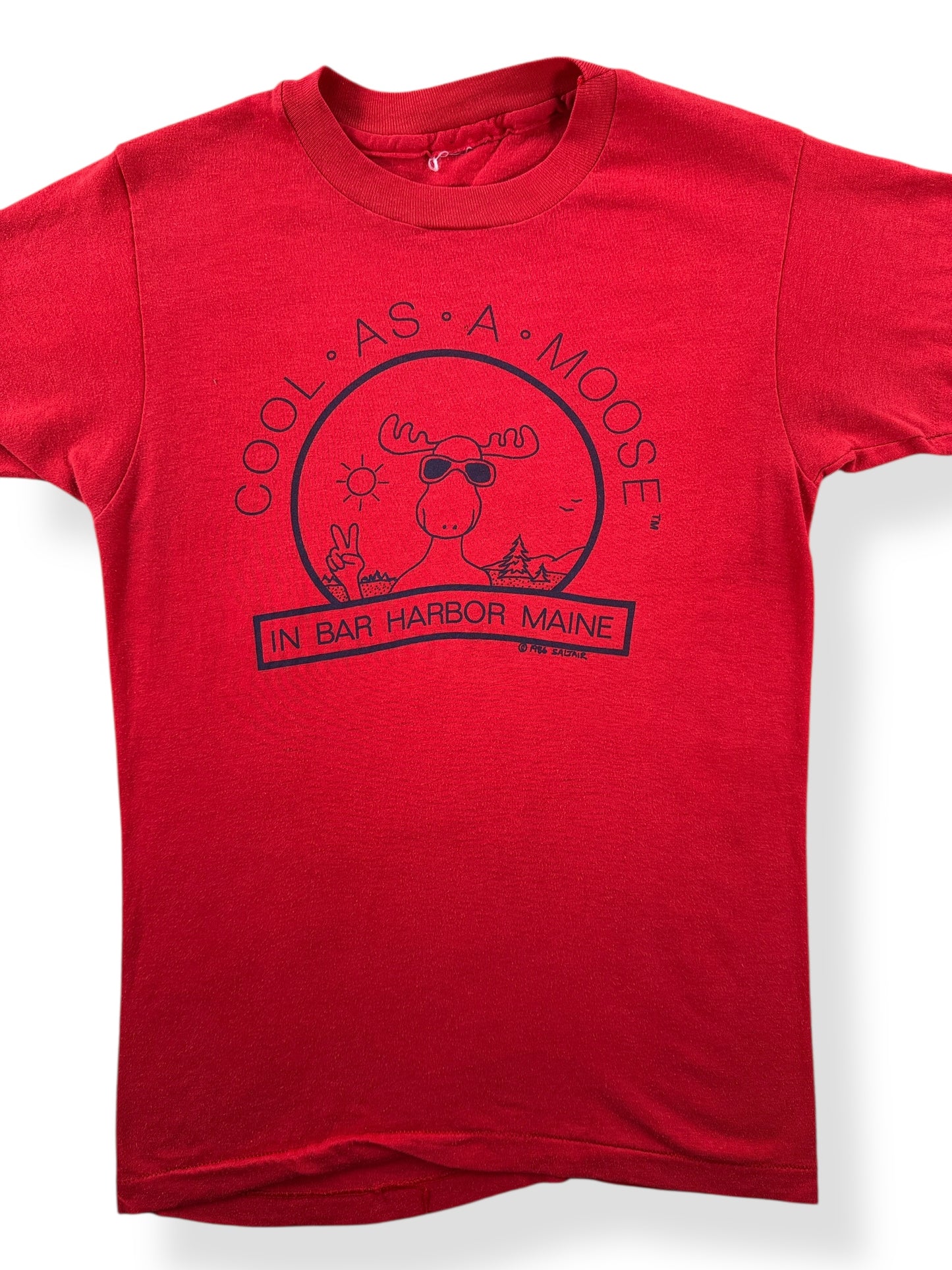 Front Close Up of Vintage Cool as a Moose Tee SZ XS