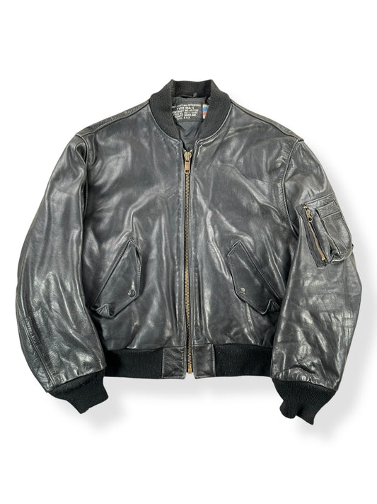 Front of Vintage Schott Leather MA-1 Jacket SZ 46