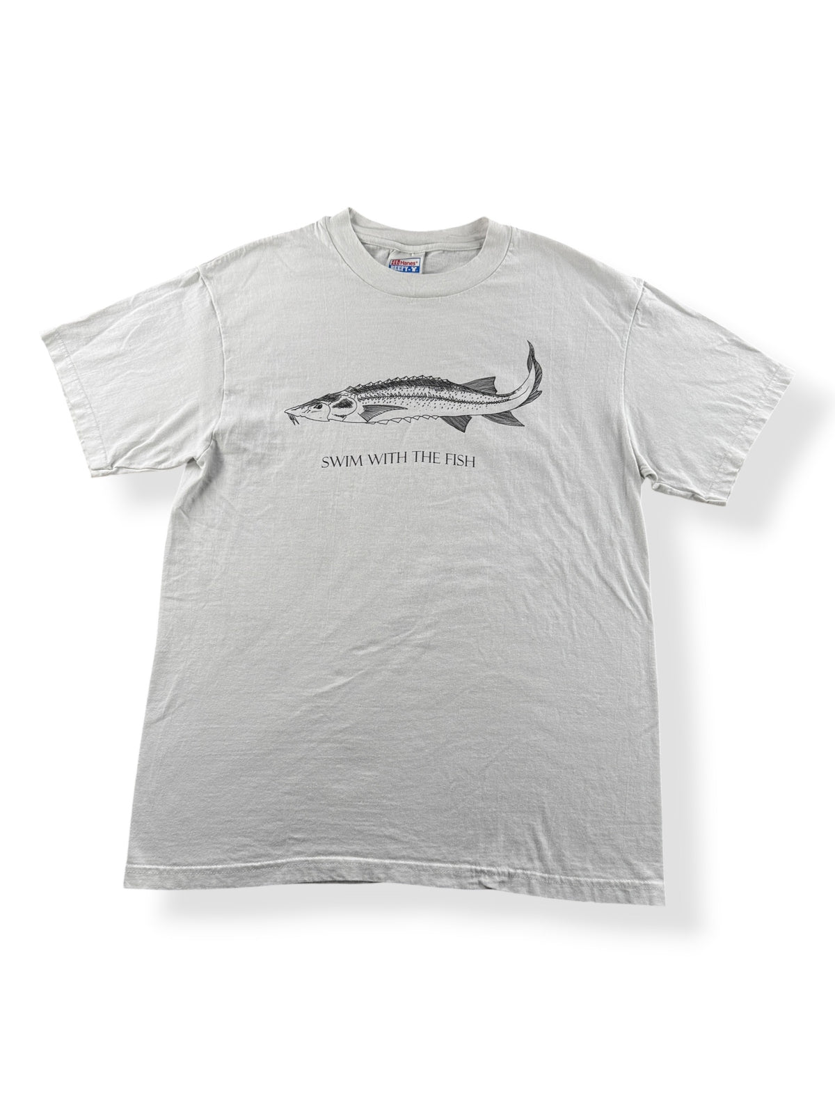 Front of Vintage 90s Swim With The Fish Fish Tee SZ M