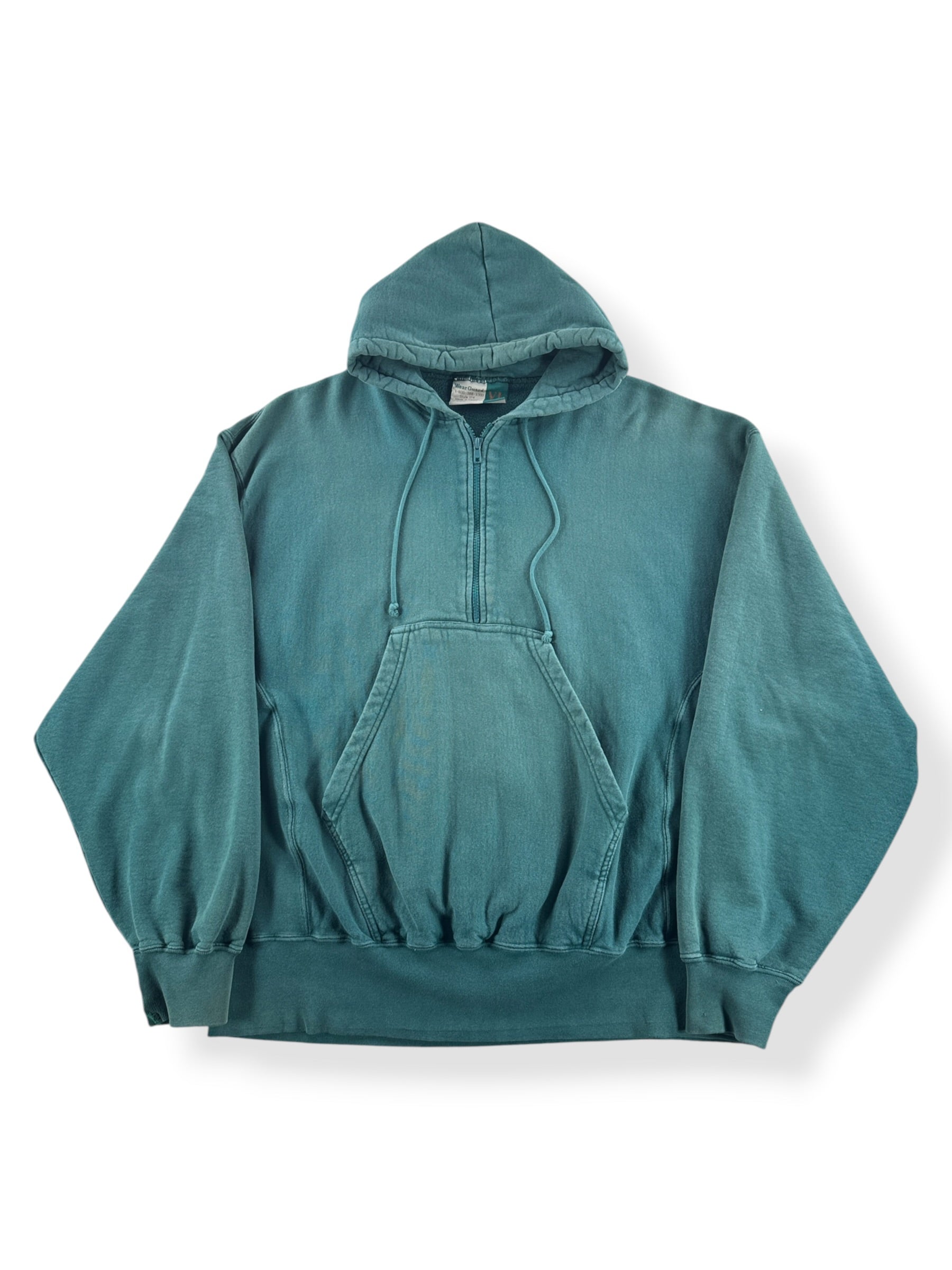Front of Vintage Wearguard Cotton Quarter Zip Reverse Weave Hoodie SZ XL