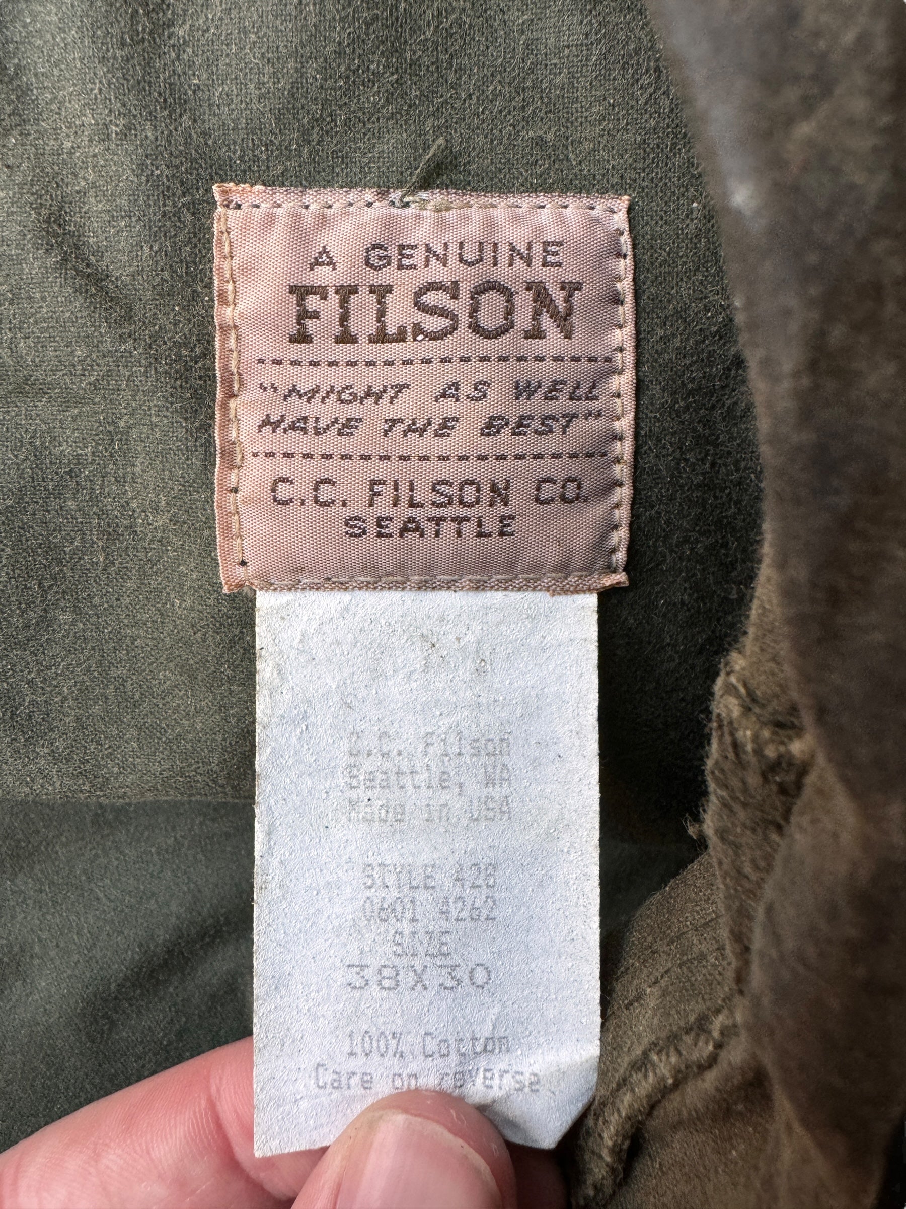 tag on Filson Double Hunting Bibs W38x30