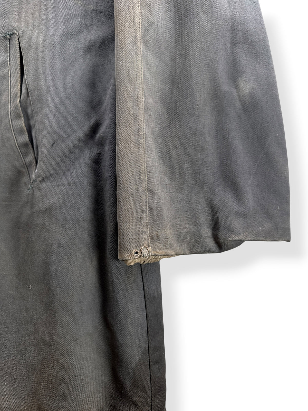 Fading on sleeve of Vintage 1940s Fireman's Coat SZ L