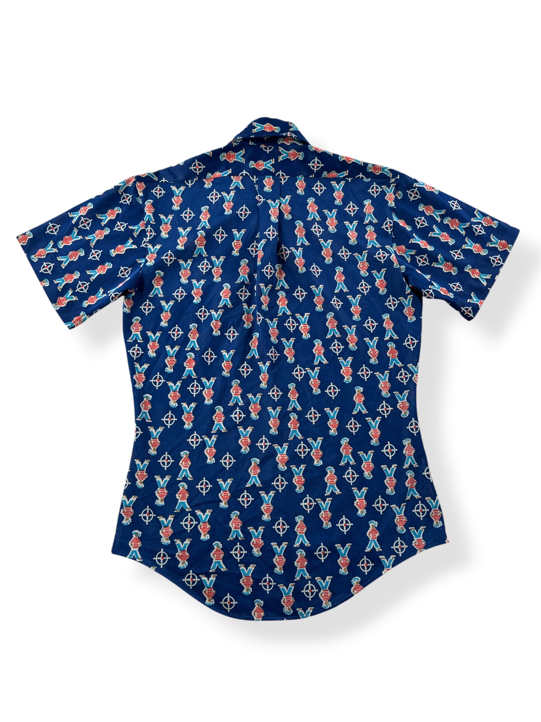 Back of Vintage Malboro Polyester Sailor Pattern Shirt SZ S