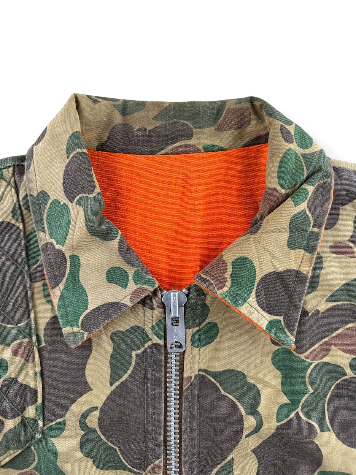 Collar on Vintage Duck Camo Reversible Hunting Jacket SZ L
